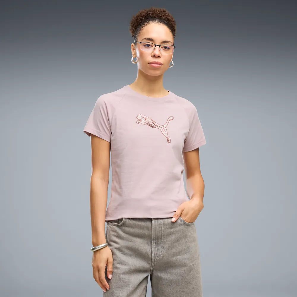 T-shirt Essentials Sequins da donna - Rosa Nebbia