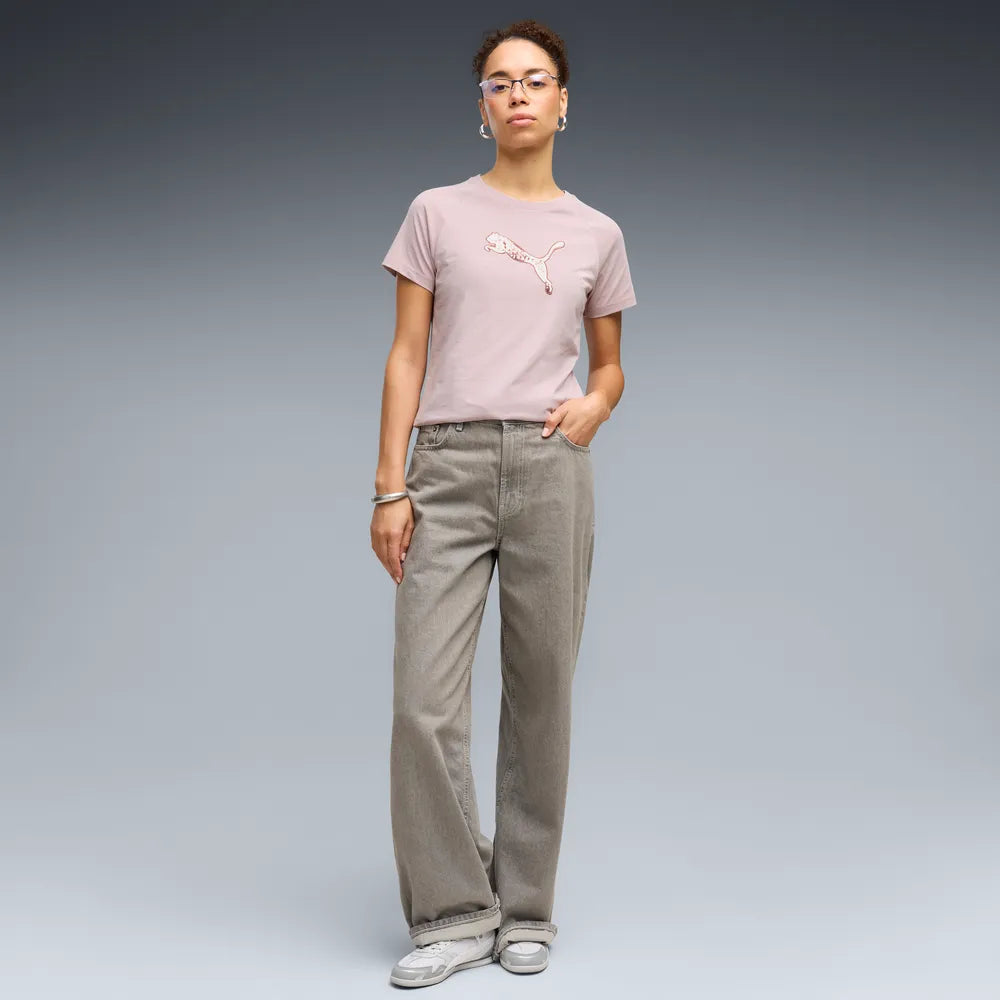 T-shirt Essentials Sequins da donna - Rosa Nebbia