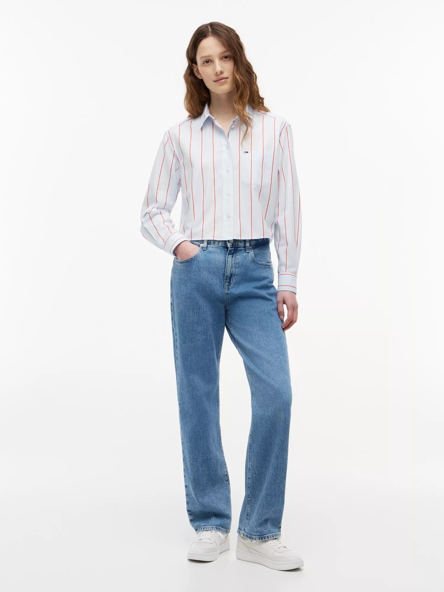 Camicia Striped Relaxed Crop - Kingly Blue / M