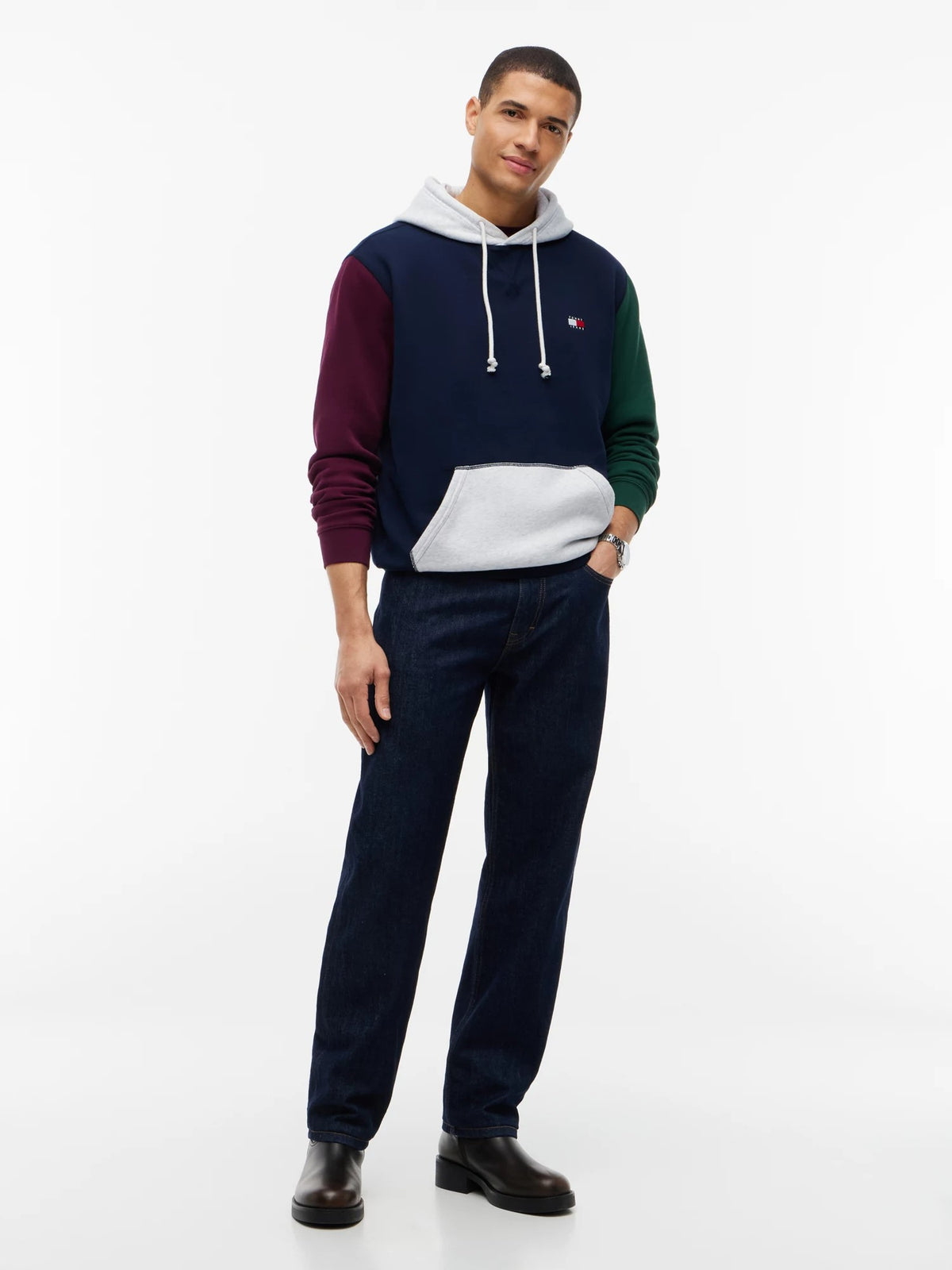 Felpa Badge Fleece Color Block - Dark Blue Color