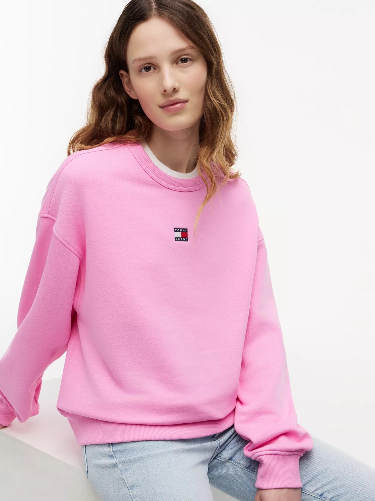 Felpa Boxy Badge - Pink Daisy