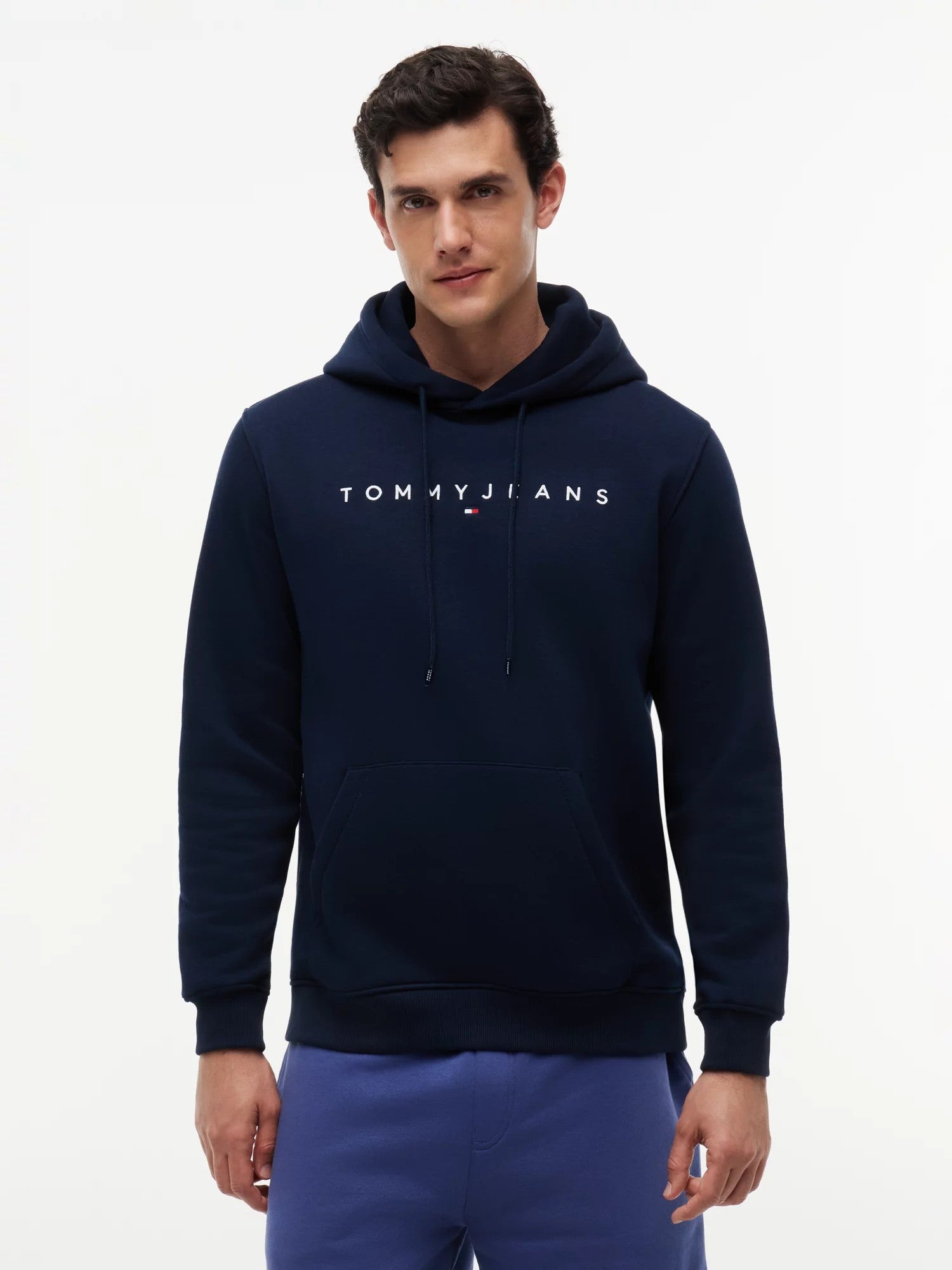 Felpa Regular Linear Logo - Dark Blue