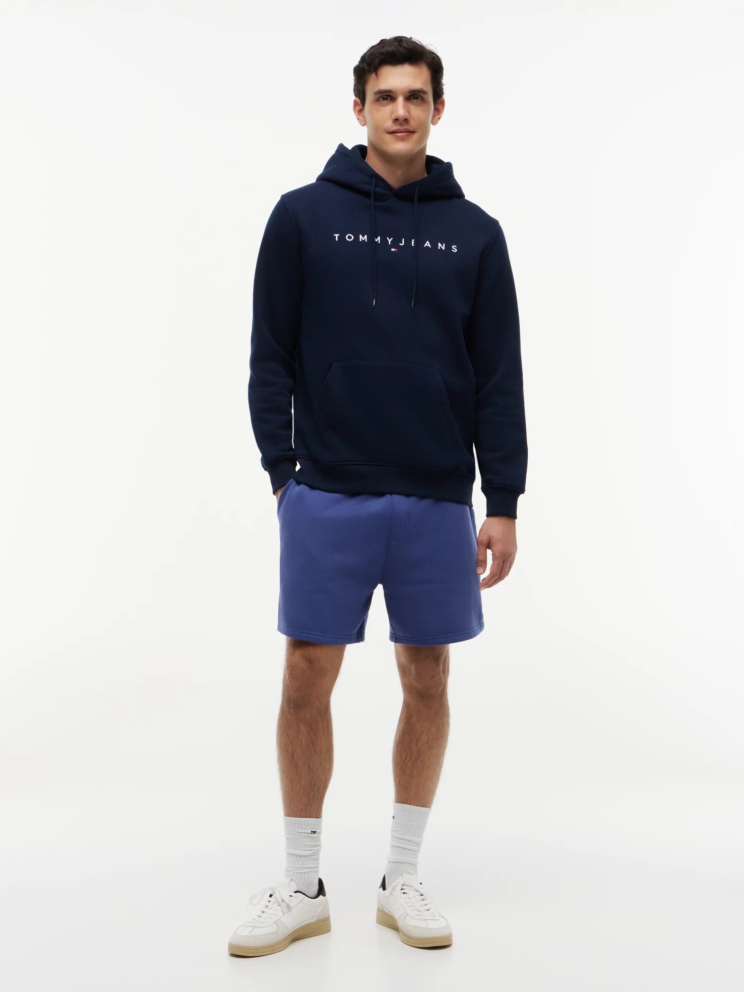 Felpa Regular Linear Logo - Dark Blue