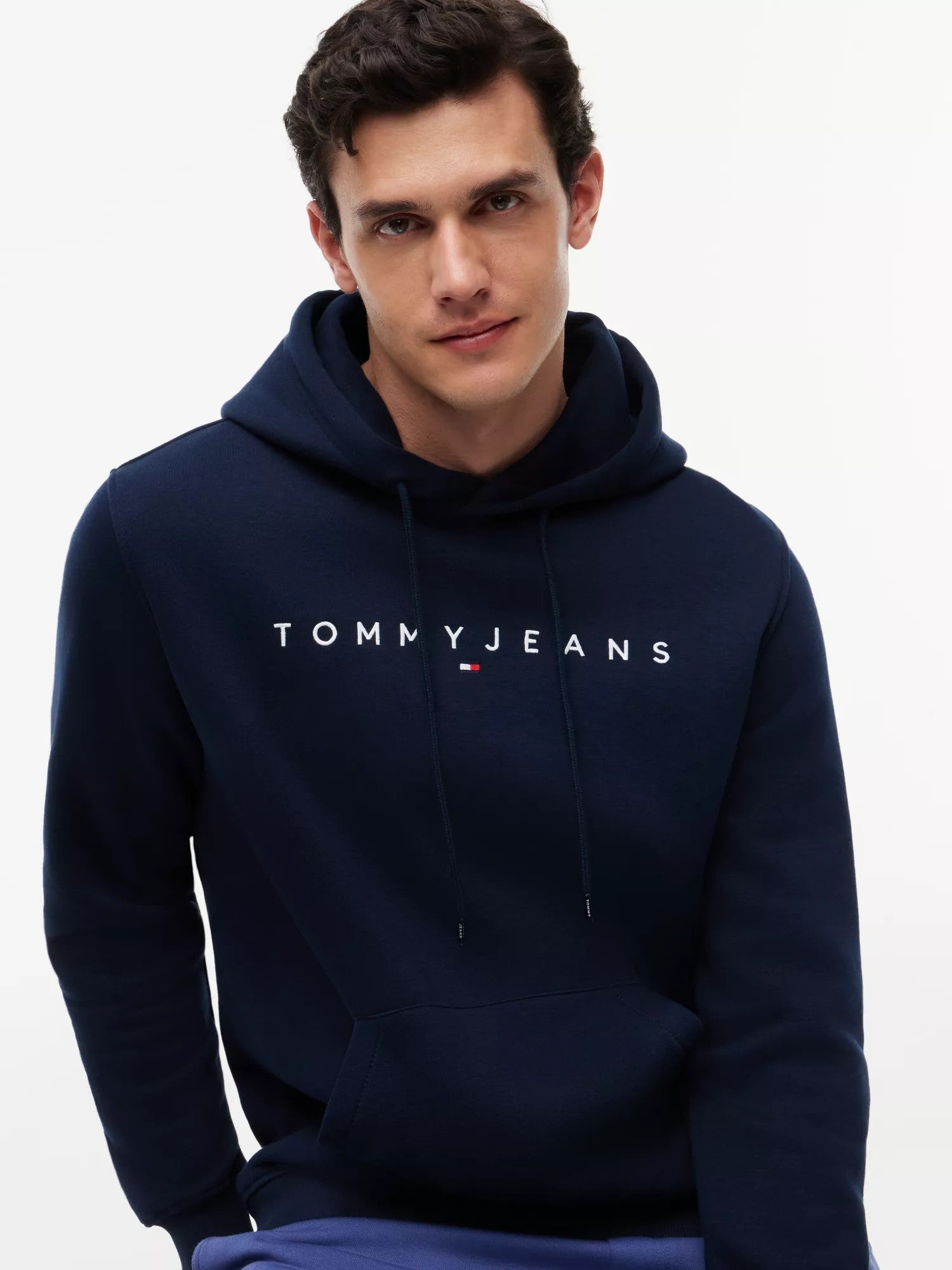 Felpa Regular Linear Logo - Dark Blue