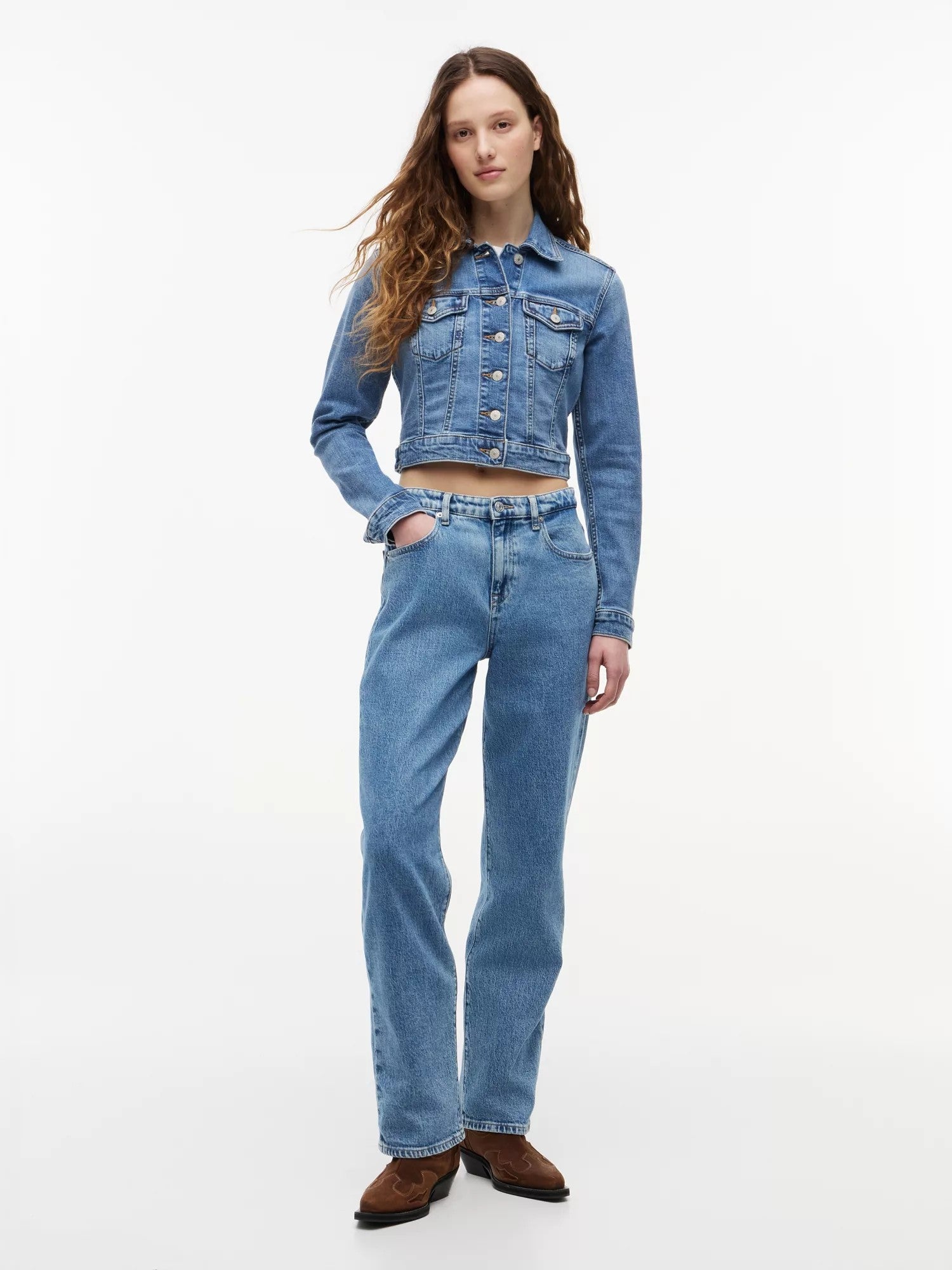 Giubbino Cropped Trucker - Denim Medium