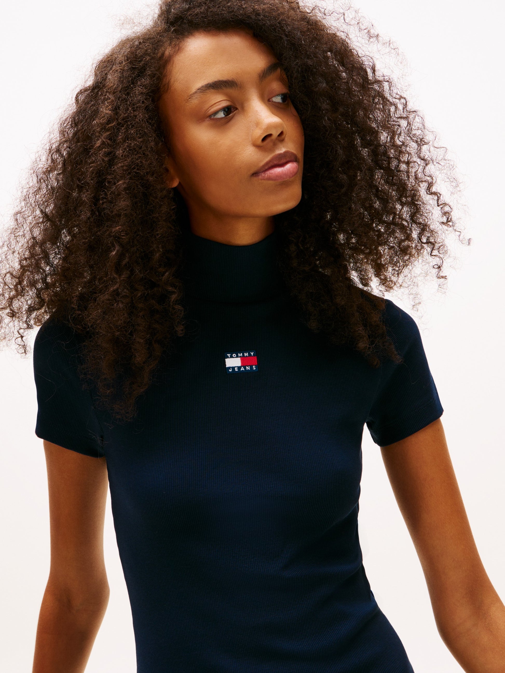 Tommy Hilfiger Abito Strappy Badge Rib Midi Blu