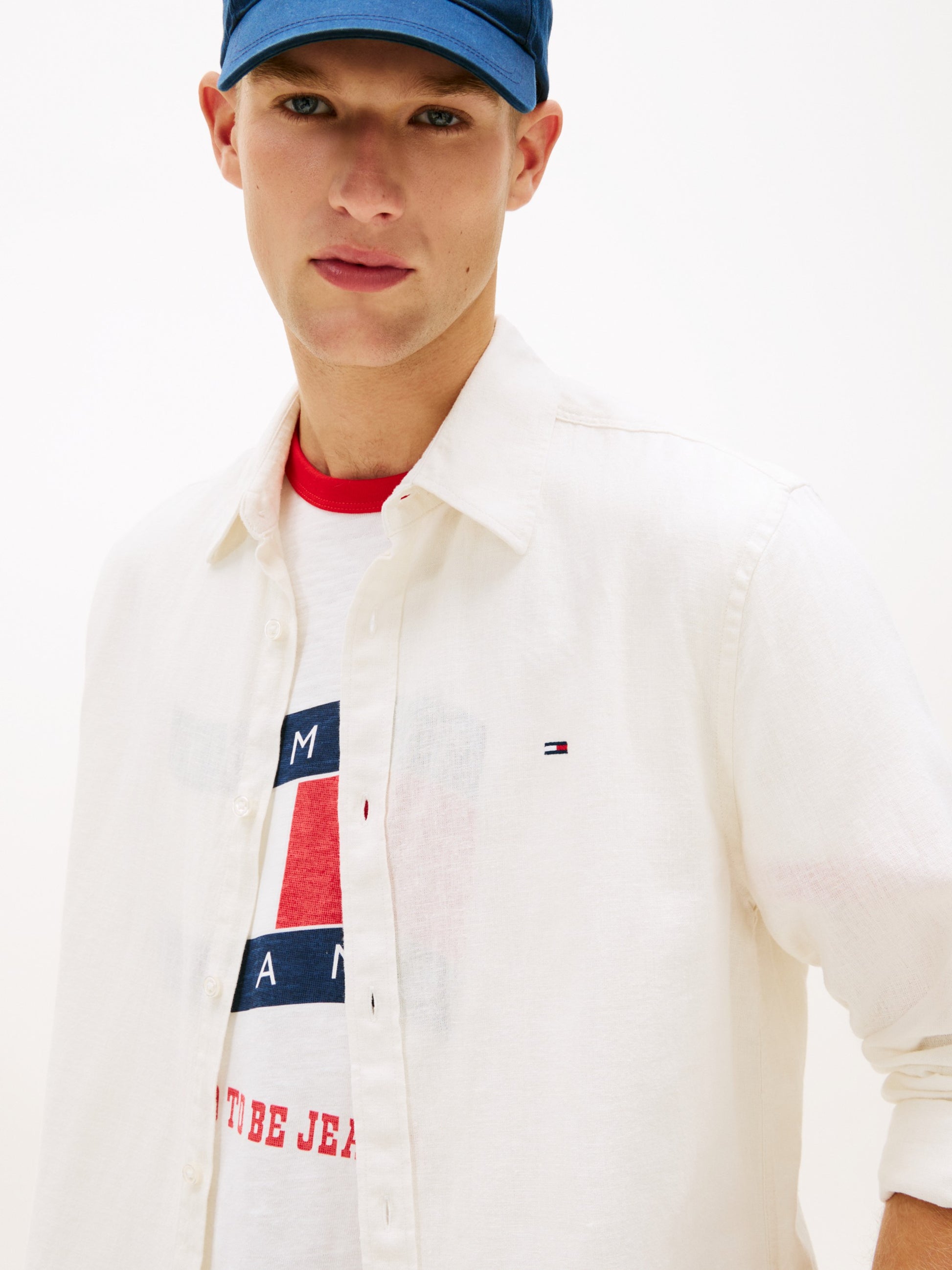 Tommy Hilfiger Camicia Regular Linen Bianco