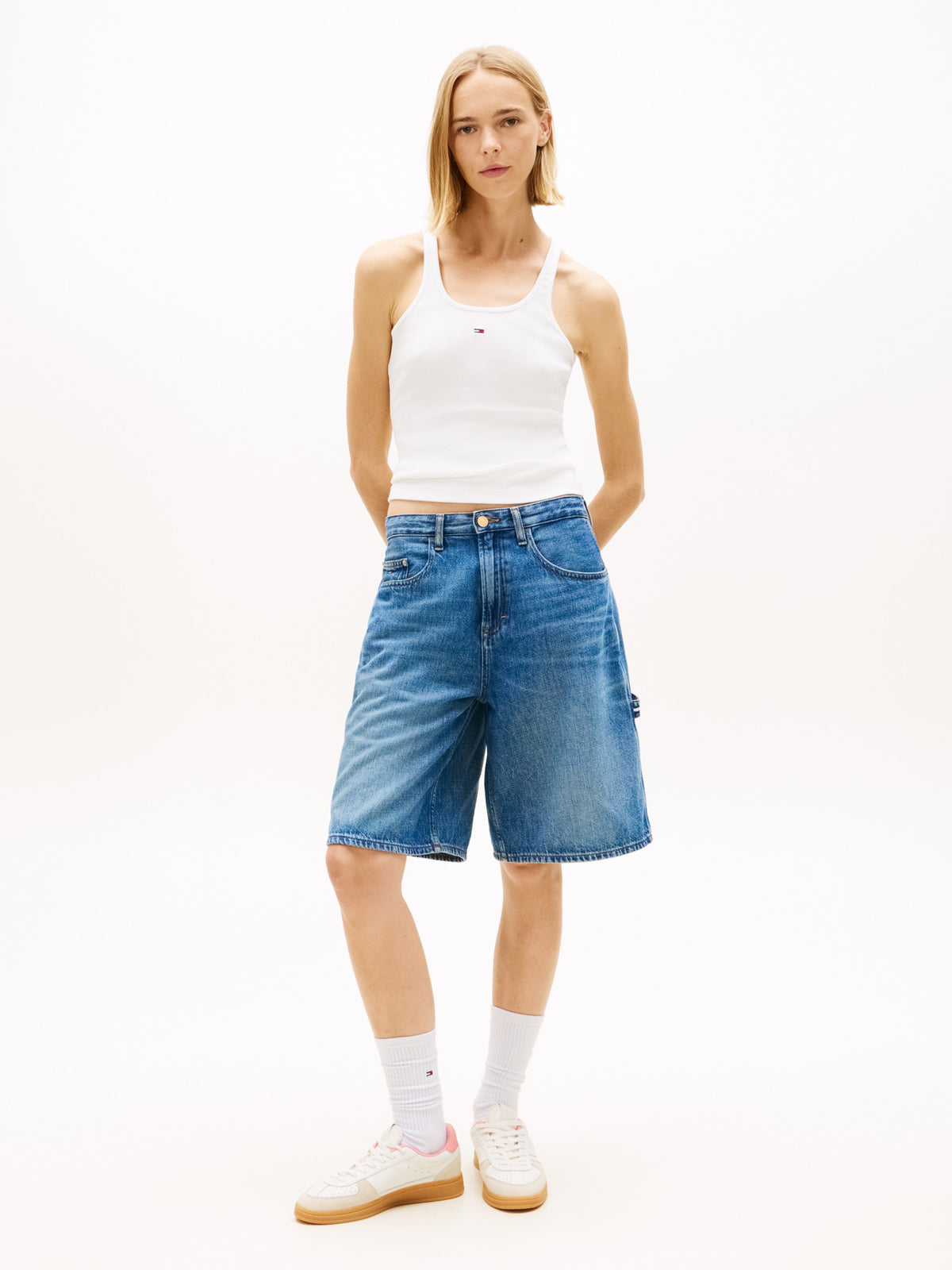 Tommy Hilfiger Canotta Slim Fit a Coste Bianco