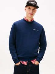 Tommy Hilfiger Felpa Regular Linear Logo Blu