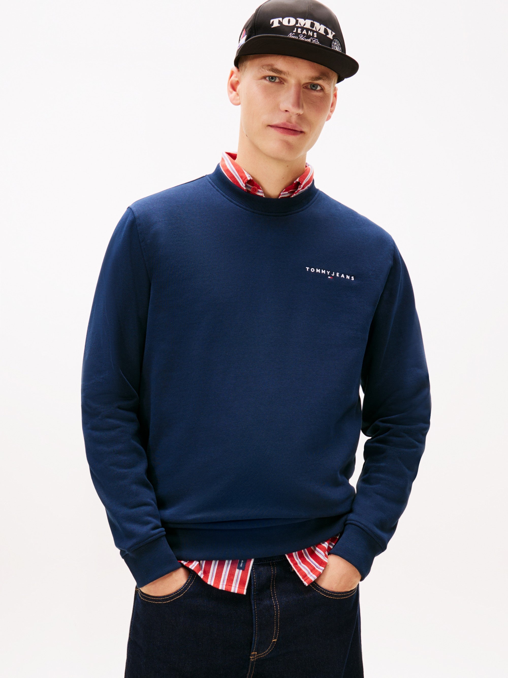 Tommy Hilfiger Felpa Regular Linear Logo Blu