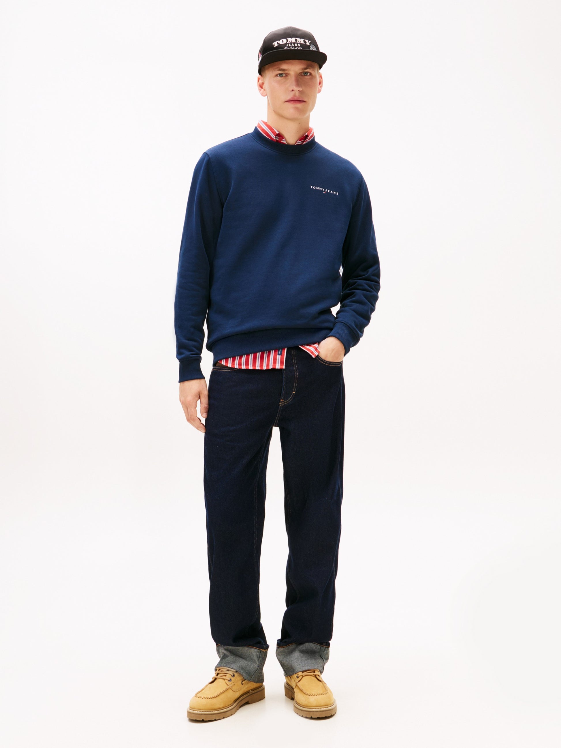 Tommy Hilfiger Felpa Regular Linear Logo Blu