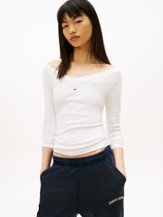 Tommy Hilfiger Maglia a Manica Lunga Bianco