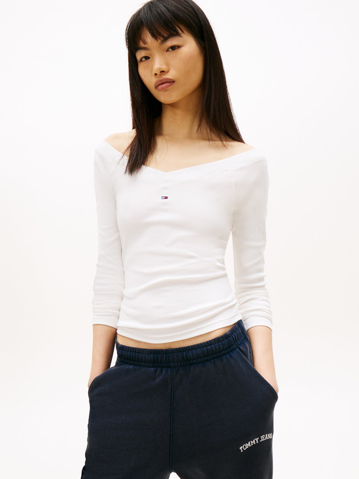 Tommy Hilfiger Maglia a Manica Lunga Bianco