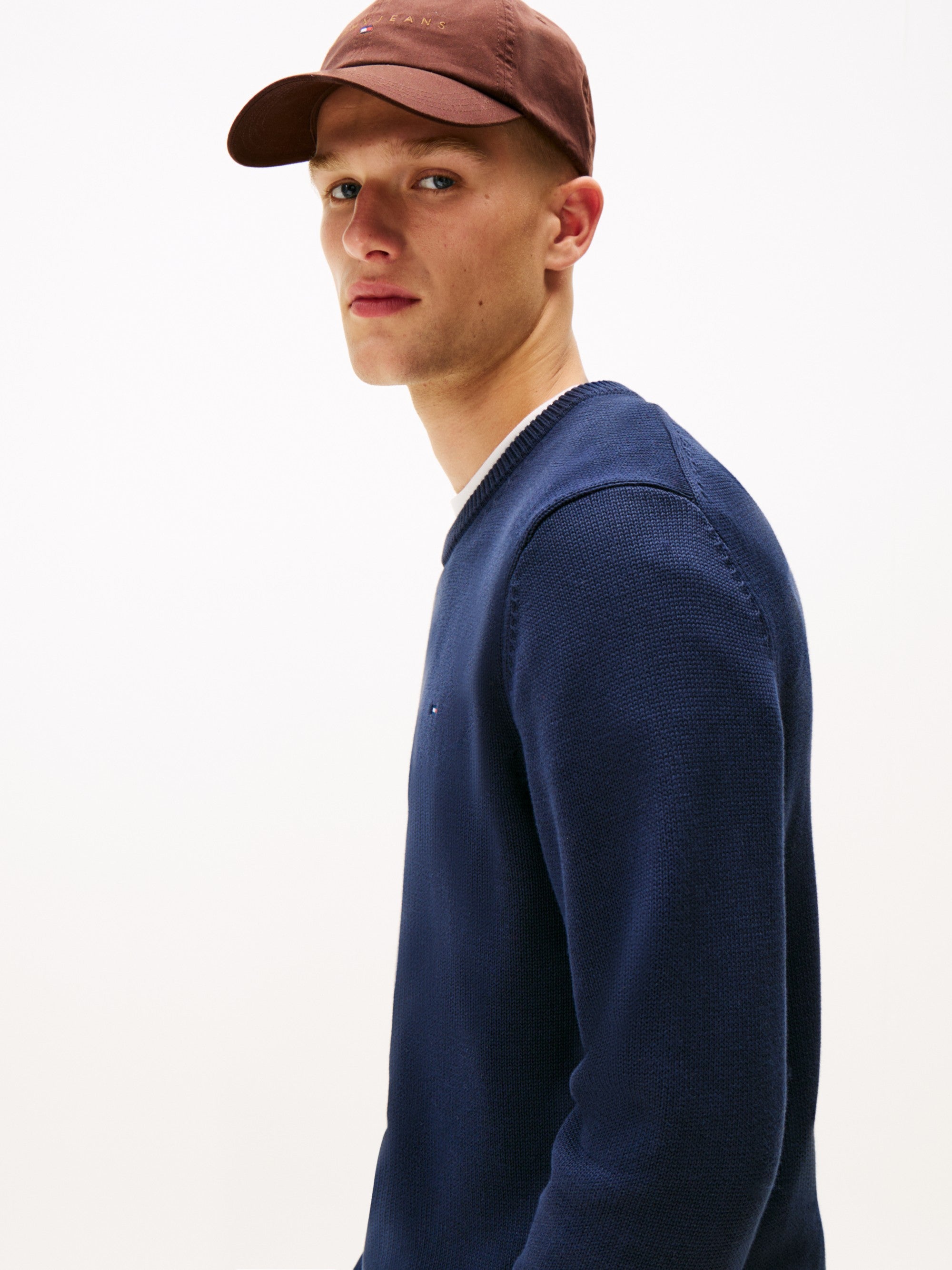 Tommy Hilfiger Maglione Girocollo Slim Logo Blu