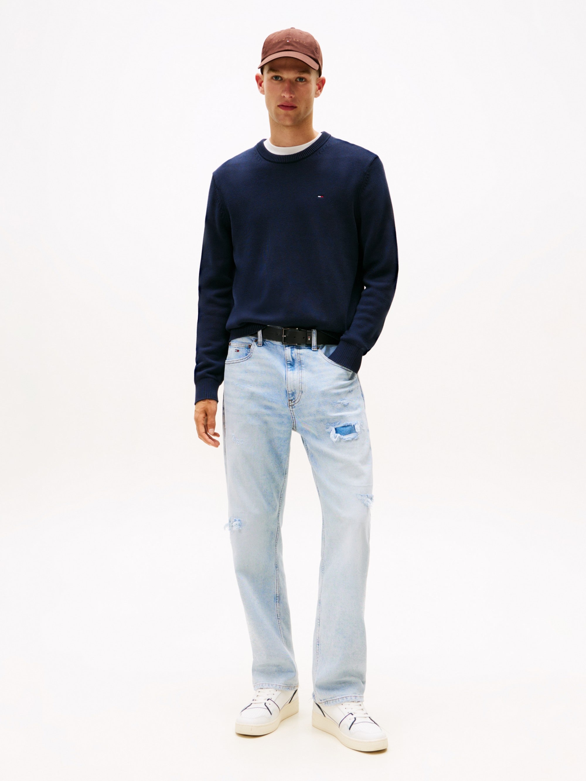 Tommy Hilfiger Maglione Girocollo Slim Logo Blu
