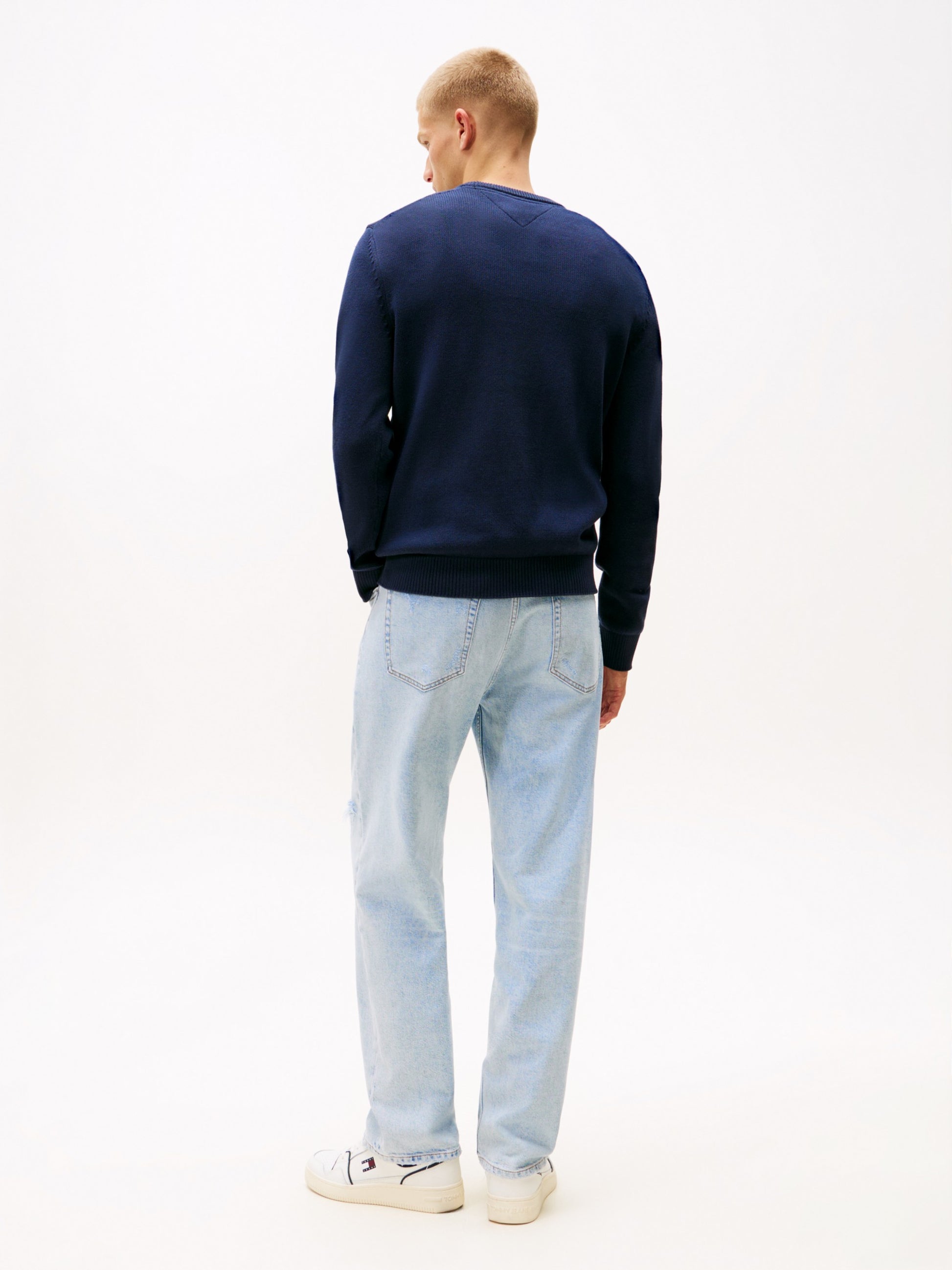 Tommy Hilfiger Maglione Girocollo Slim Logo Blu