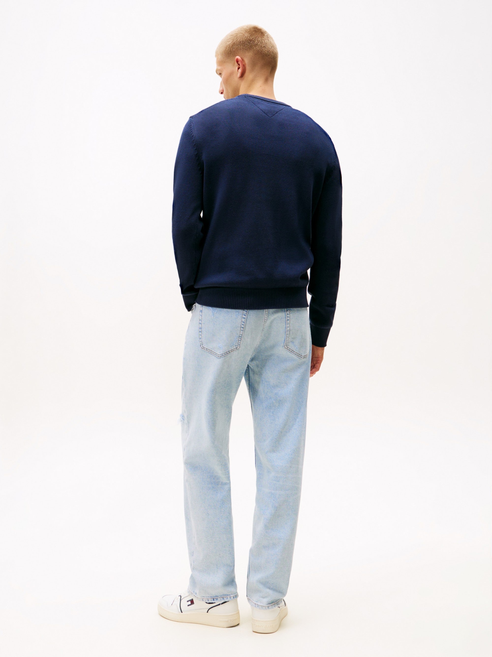 Tommy Hilfiger Maglione Girocollo Slim Logo Blu