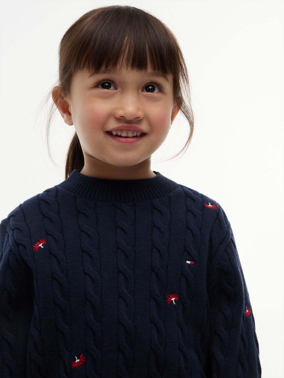 Maglia a Maniche Lunghe Cable Flower - Dark Night Navy