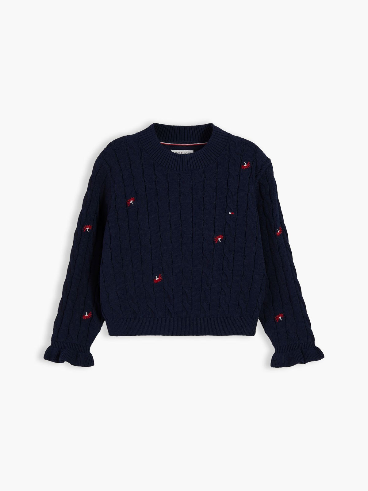 Maglia a Maniche Lunghe Cable Flower - Dark Night Navy
