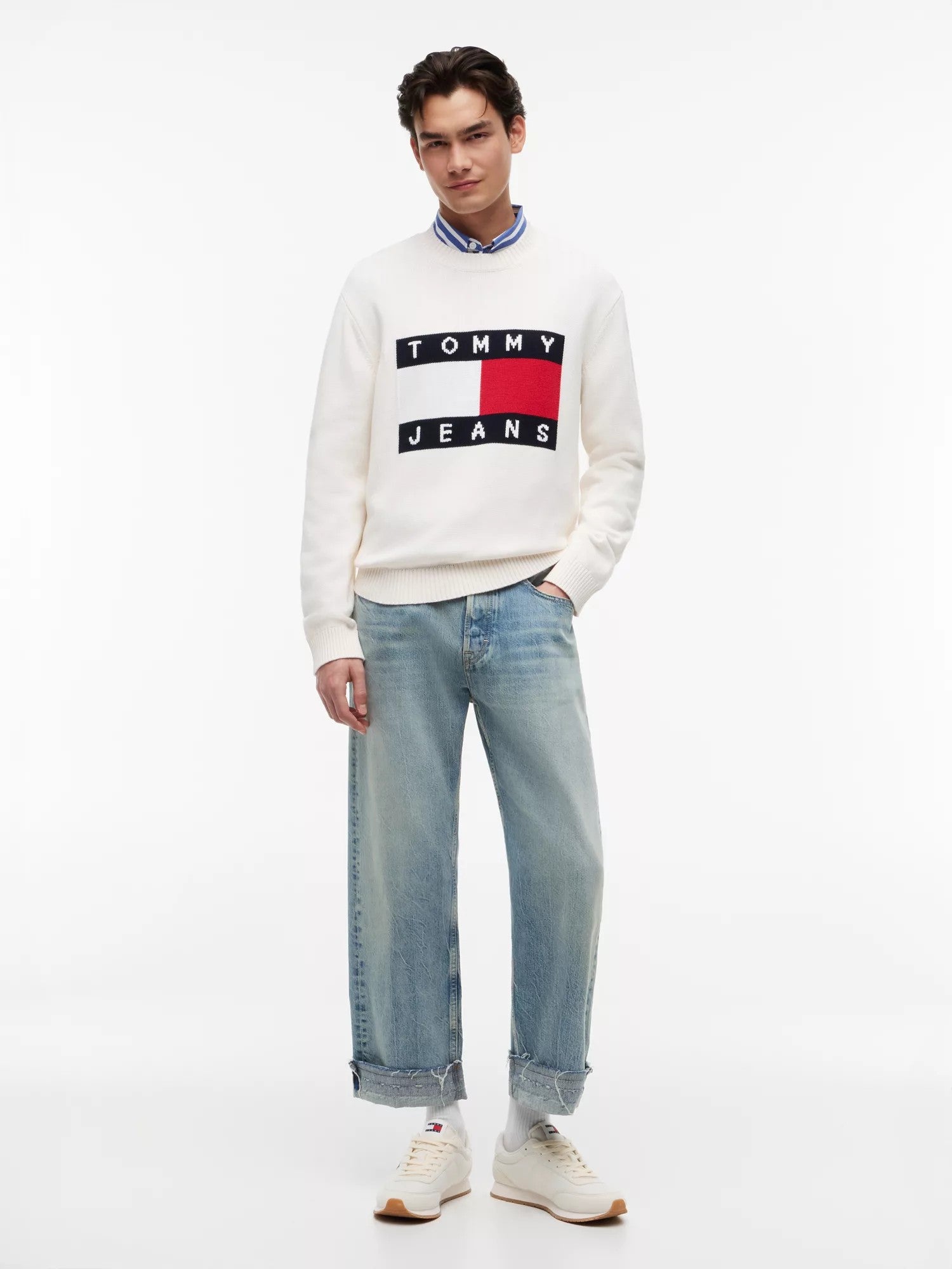 Maglione Flag Logo Crewneck - Ancient White