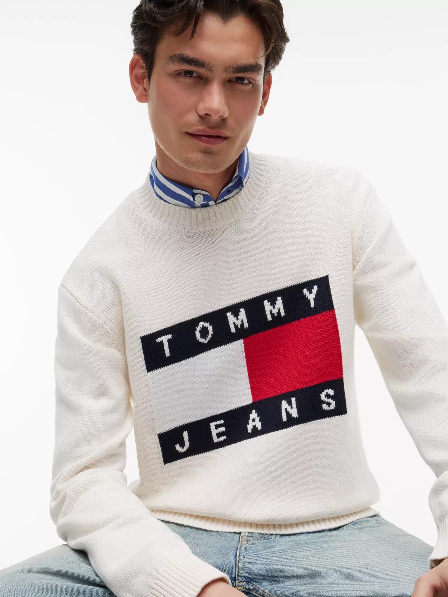Maglione Flag Logo Crewneck - Ancient White