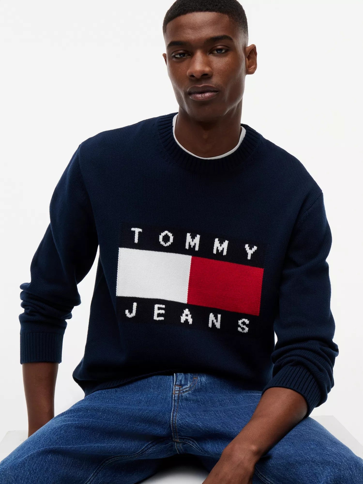 Maglione Flag Logo Crewneck - Dark Night Navy