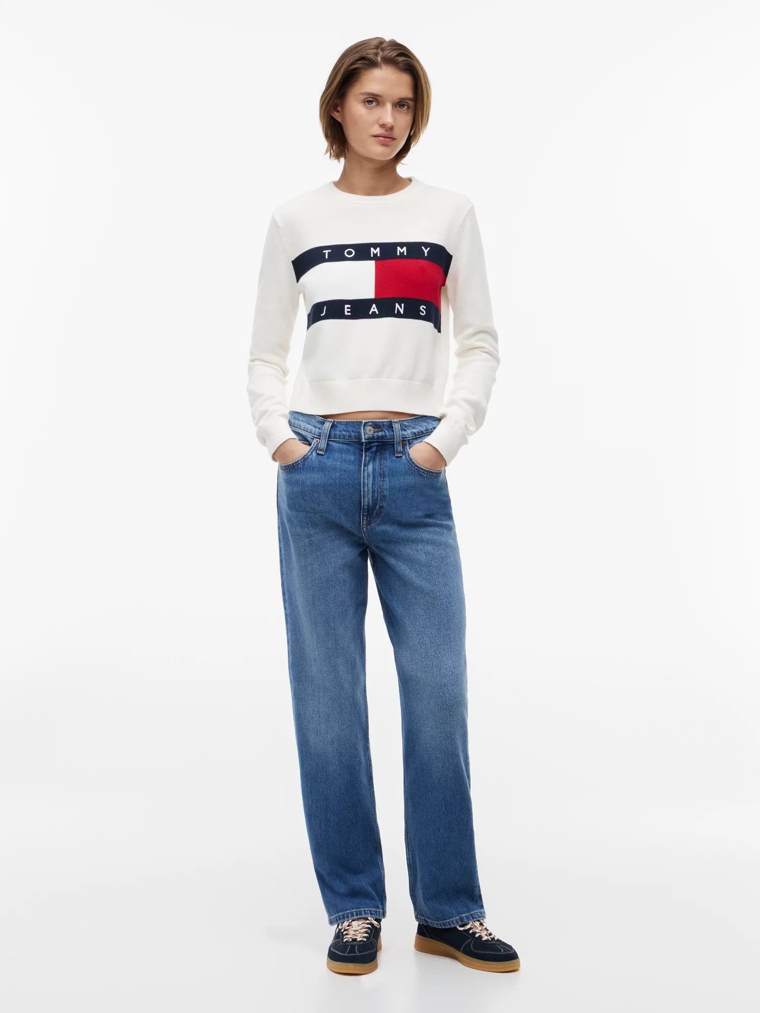 Maglione Flag Neck - Ancient White