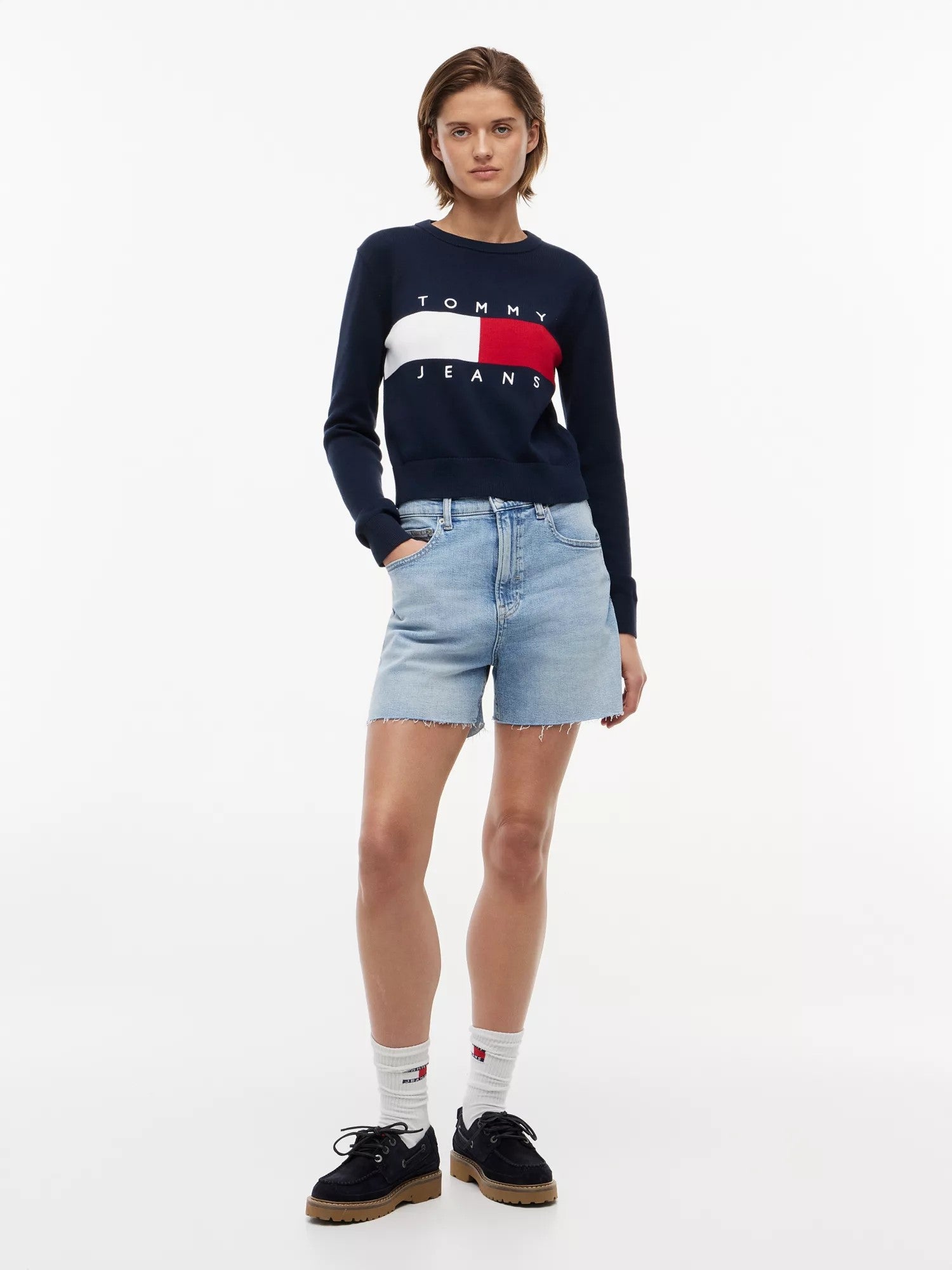 Maglione Flag Neck - Dark Night Navy