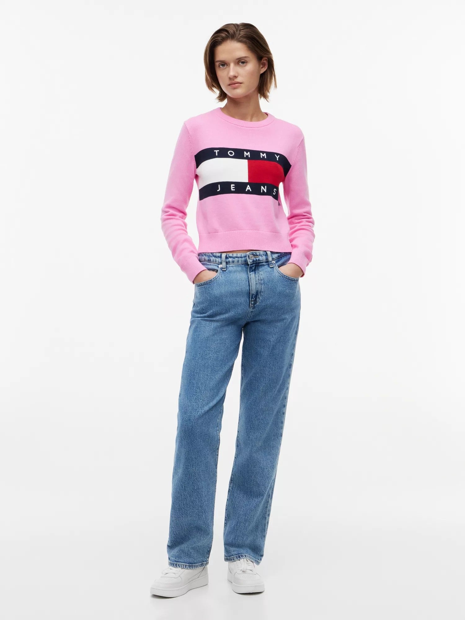 Maglione Flag Neck - Pink Daisy
