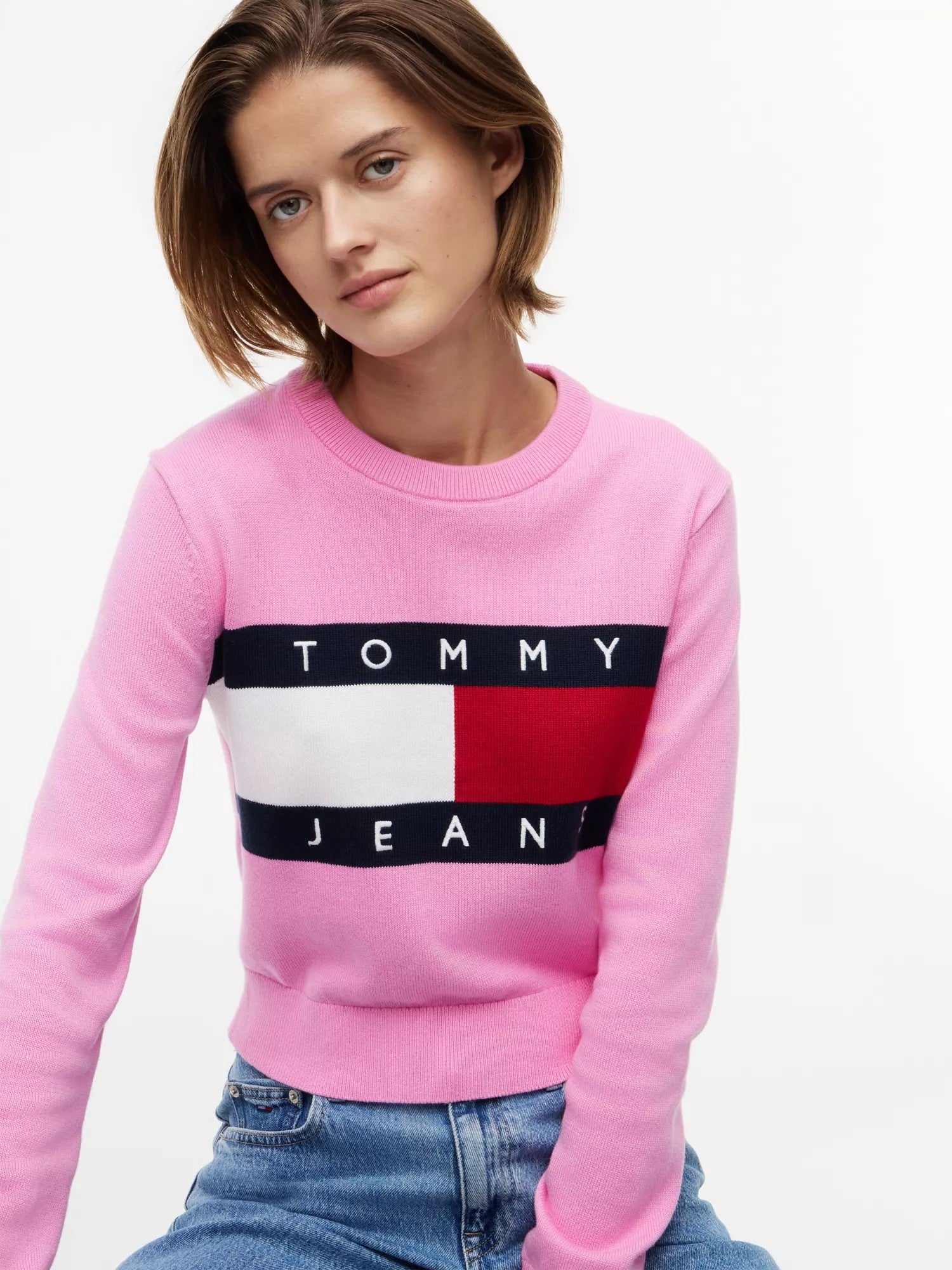 Maglione Flag Neck - Pink Daisy