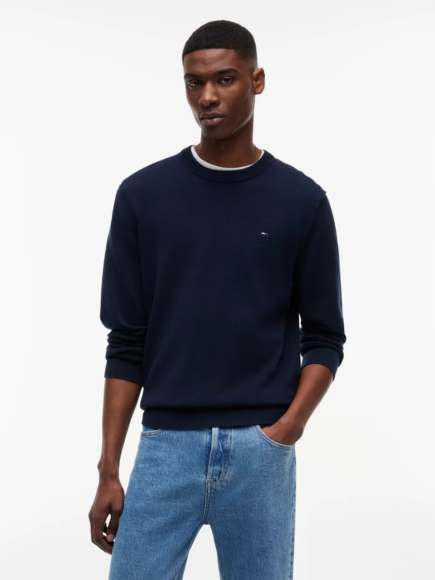 Maglione Slim Essential Light - Dark Night Navy