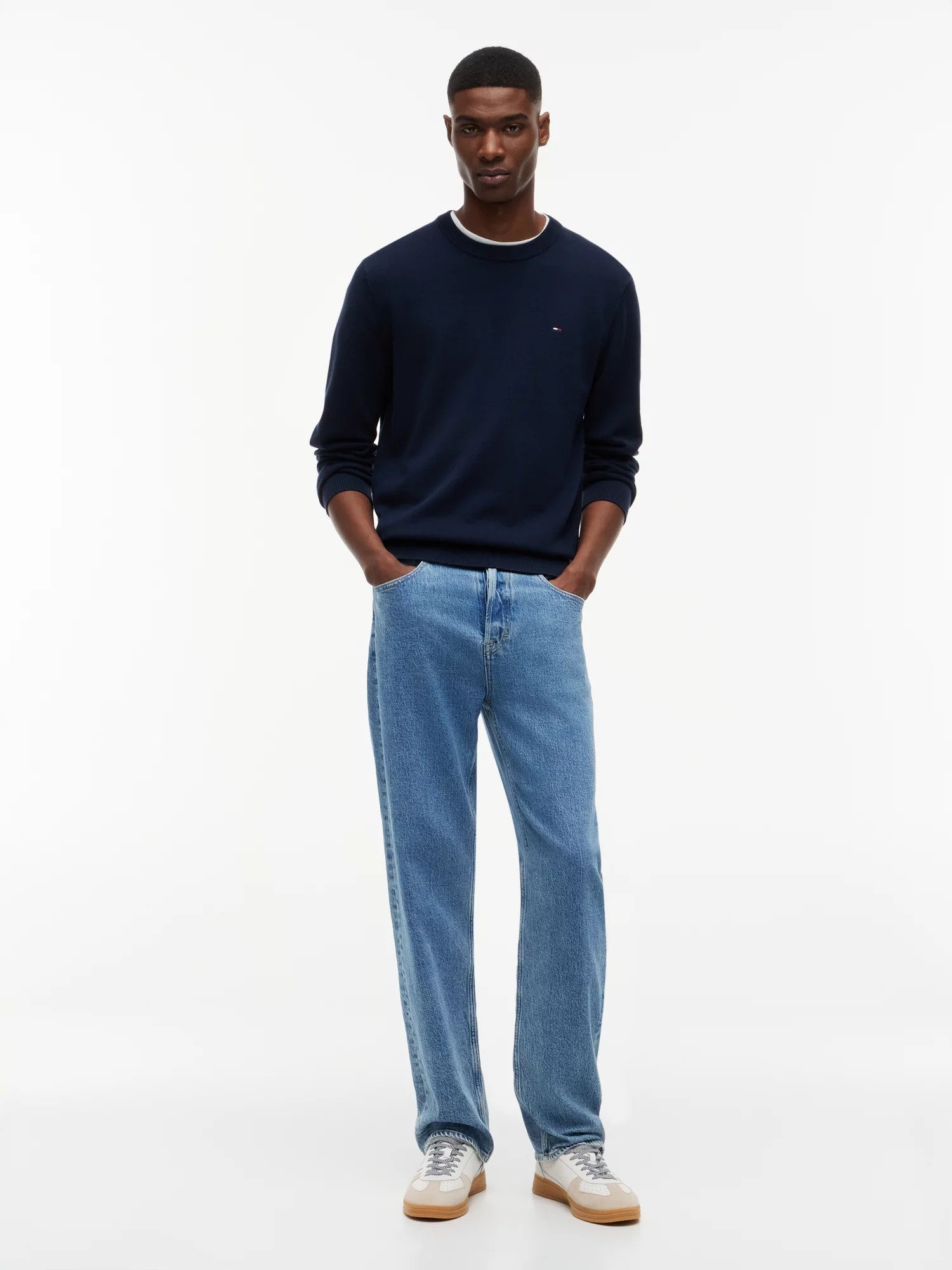 Maglione Slim Essential Light - Dark Night Navy