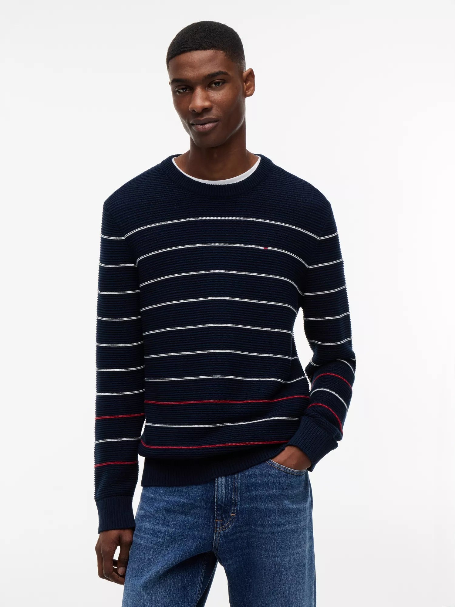 Maglione Slim Fit Striped - Dark Night Navy