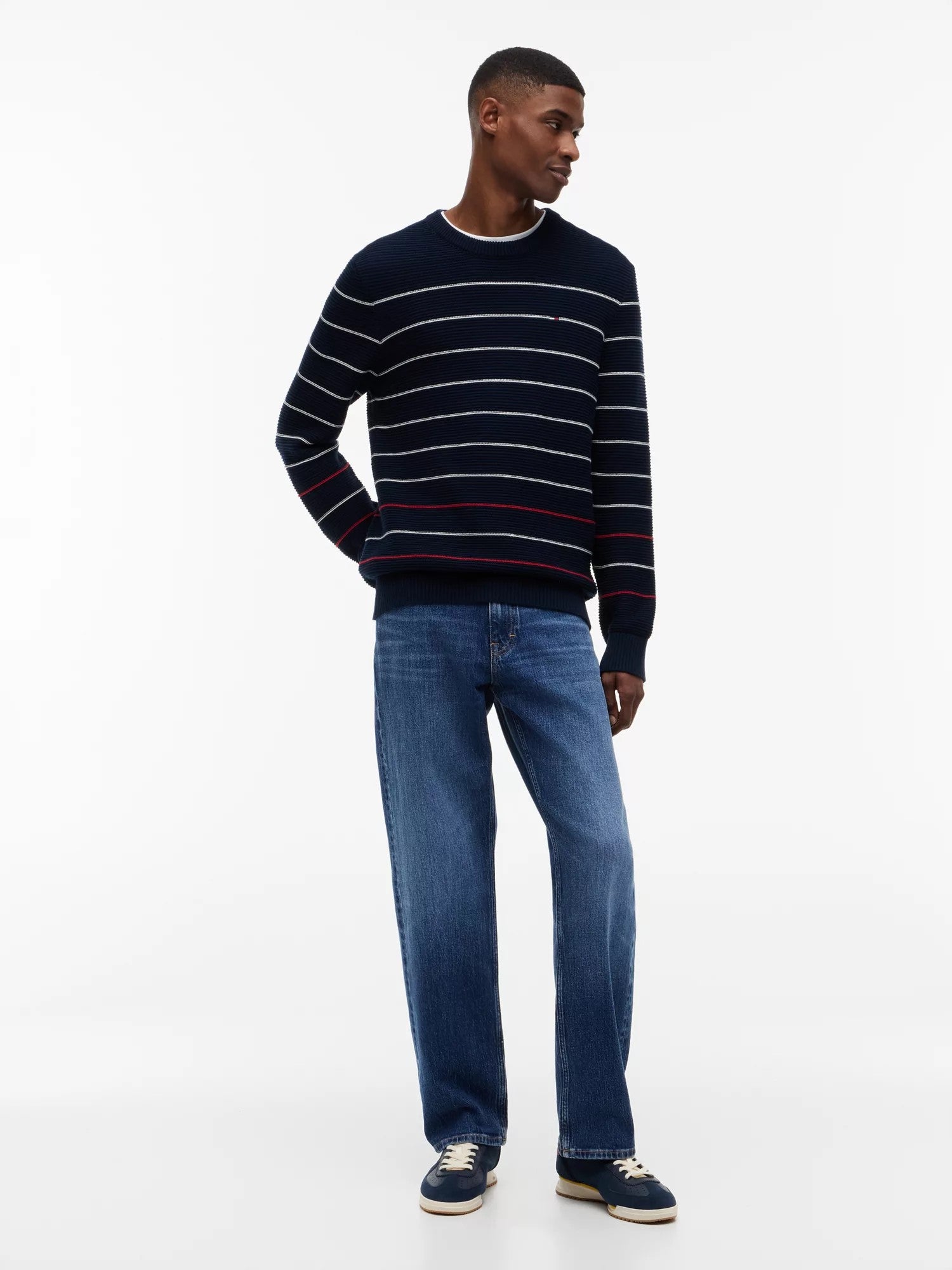 Maglione Slim Fit Striped - Dark Night Navy