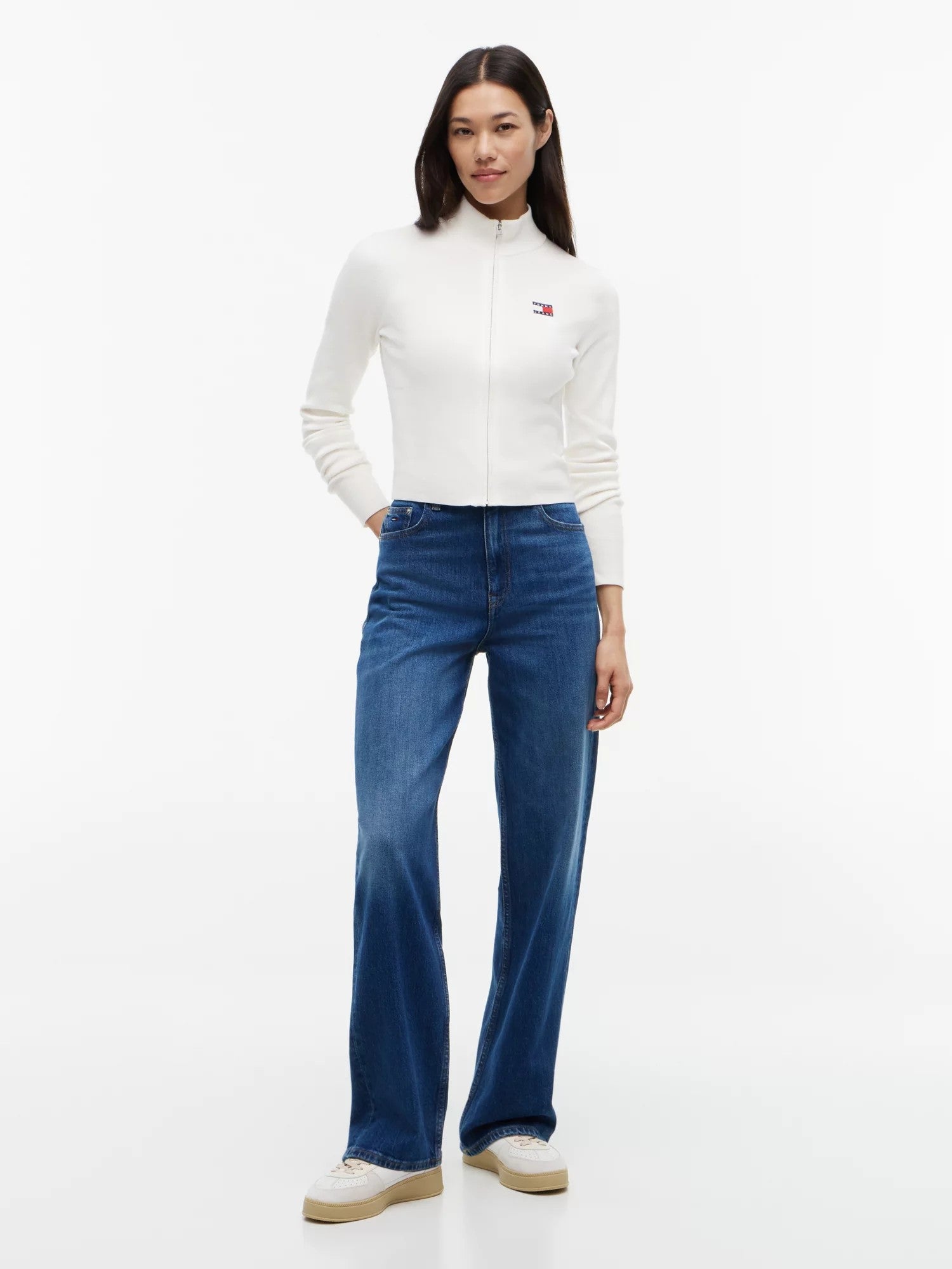 Maglione Zip High Neck - Ancient White