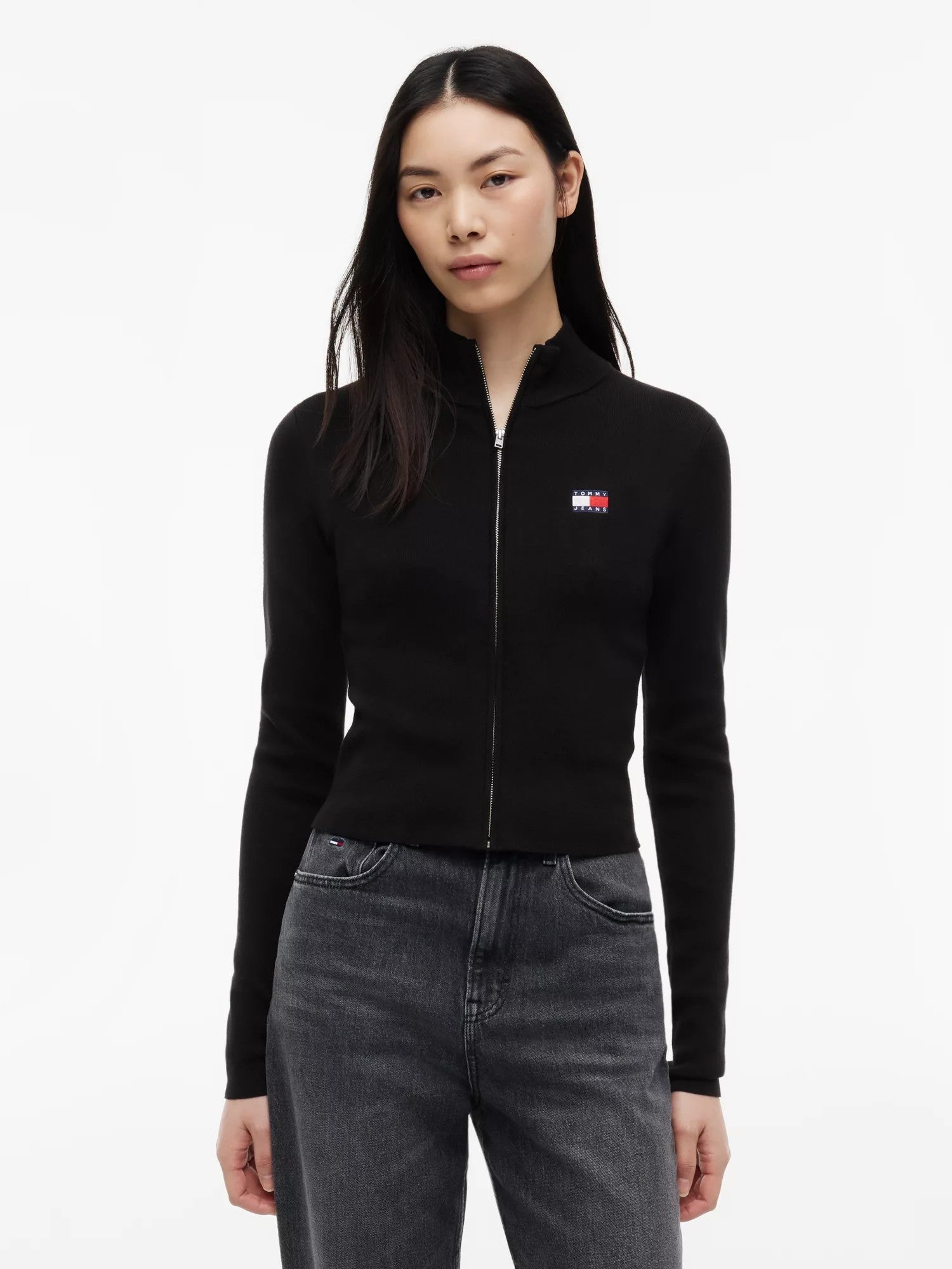 Maglione Zip High Neck - Black