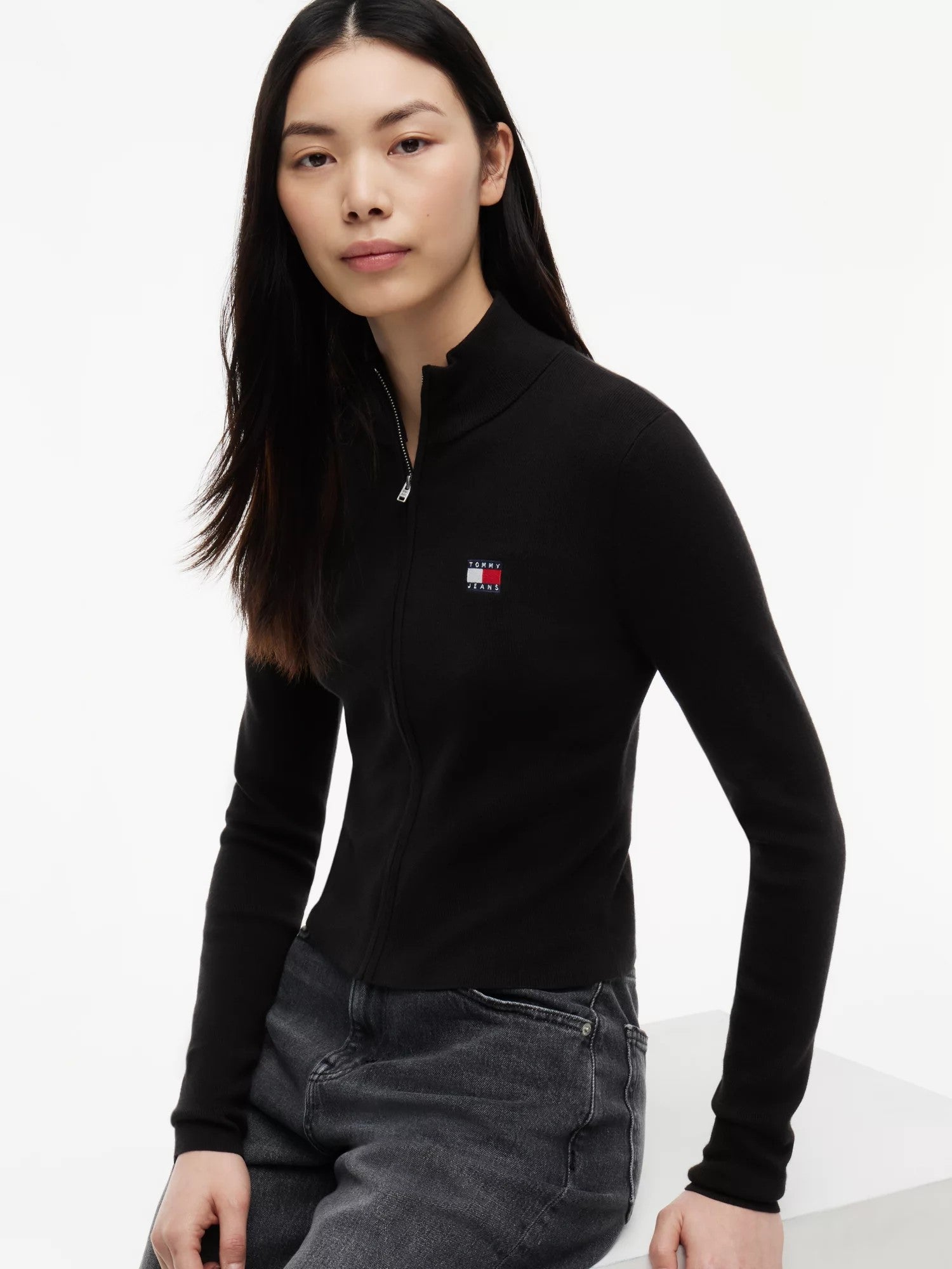 Maglione Zip High Neck - Black