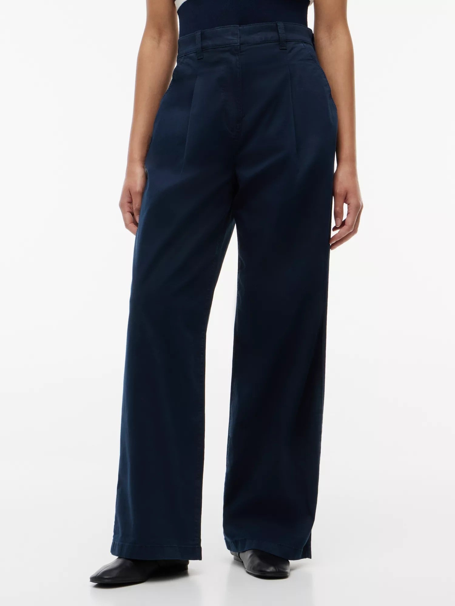 Pantalone Wide Leg Stretch Chino - Dark Night Navy