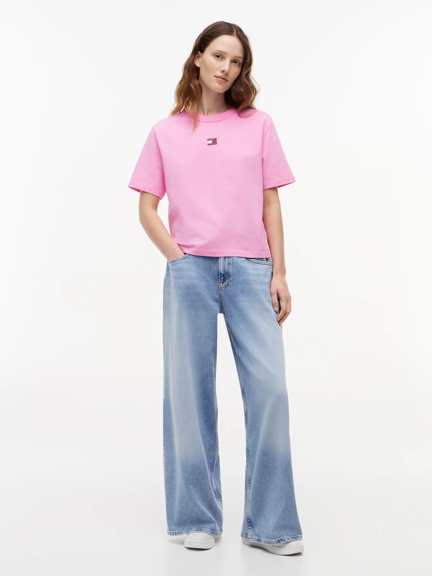 T-Shirt Boxy Badge - Pink Daisy