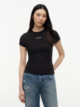 T-Shirt Logo Ribbed Slim - Black