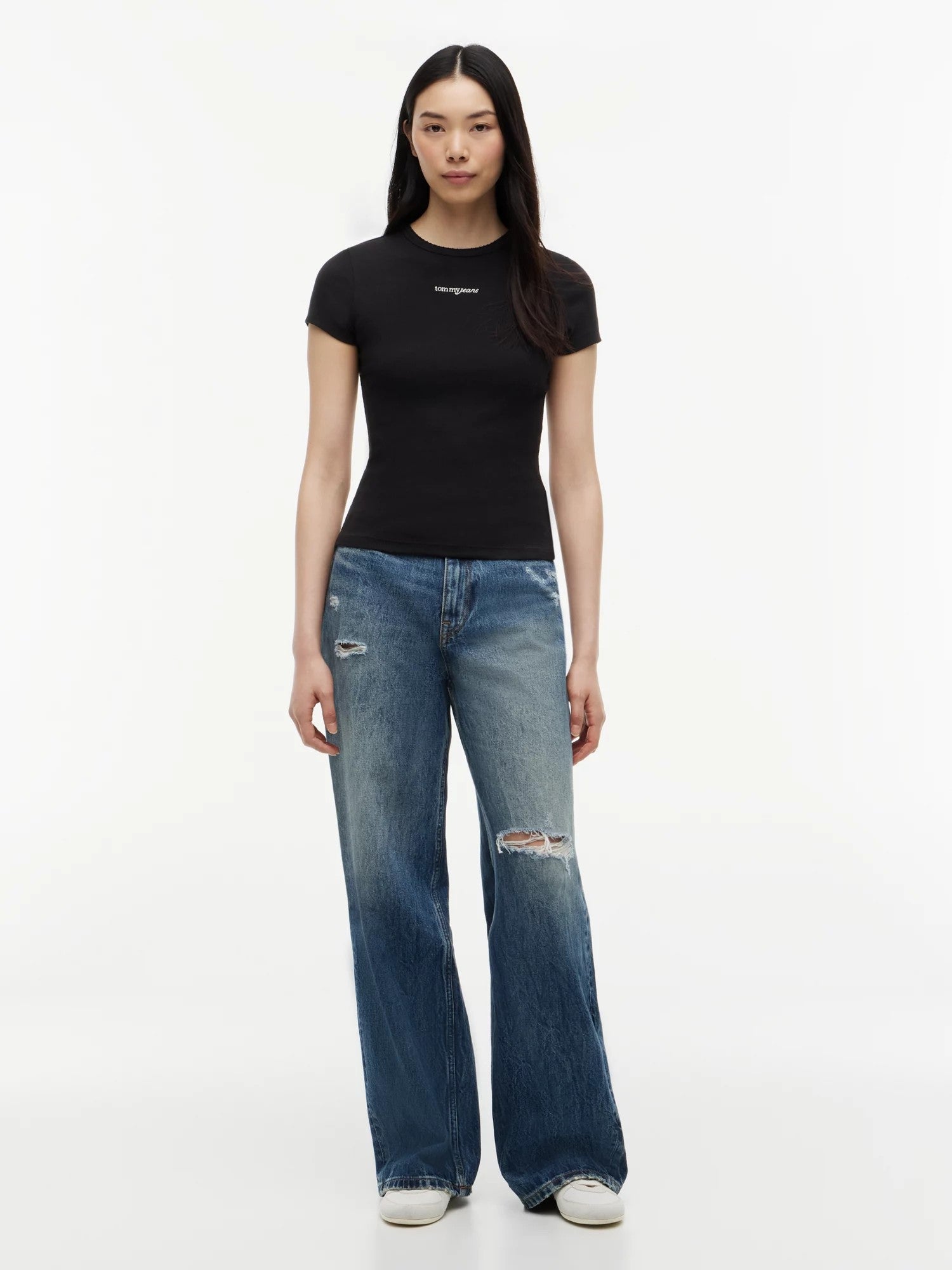 T-Shirt Logo Ribbed Slim - Black