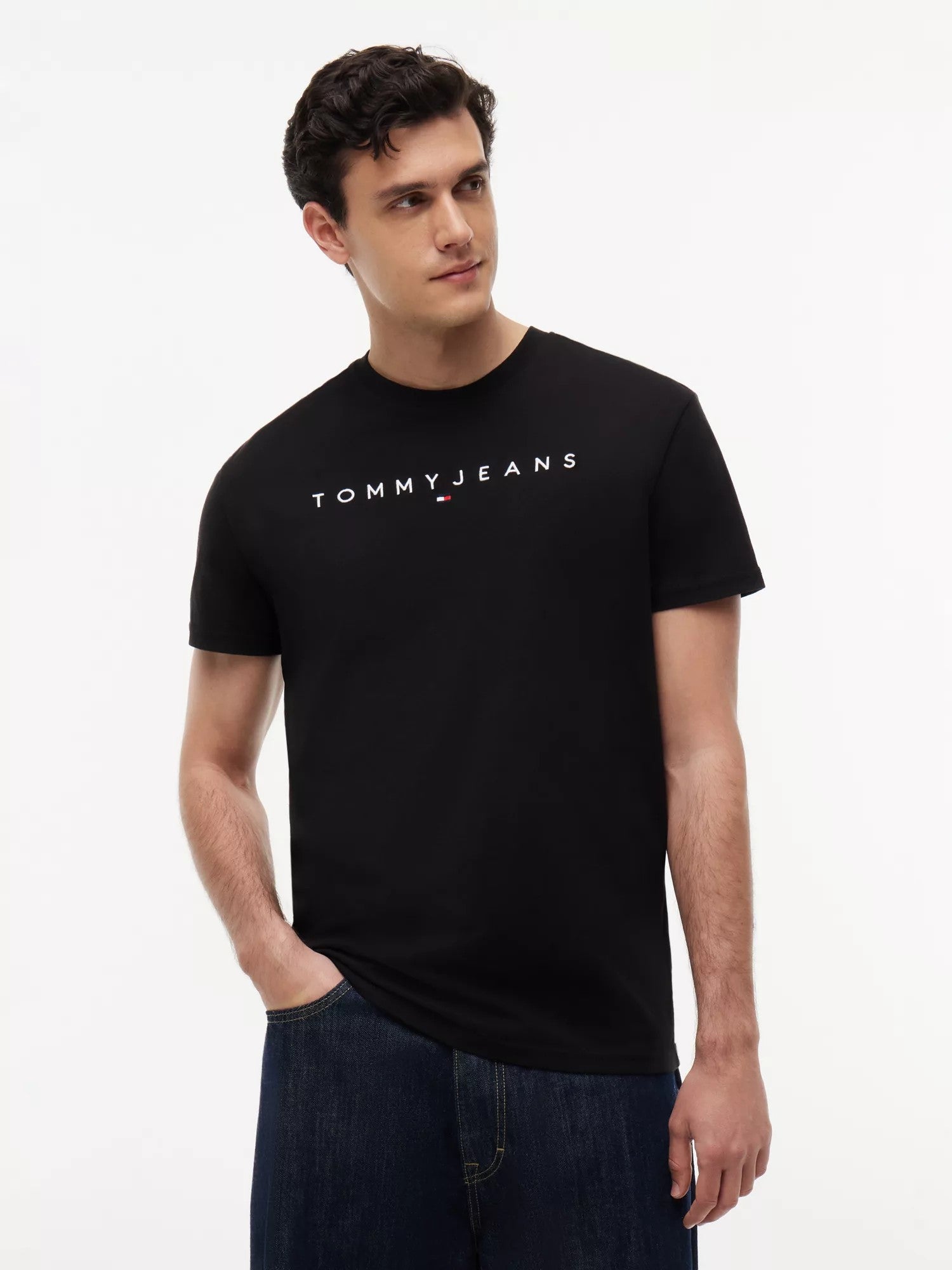 T-Shirt Regular Linear Logo - Black