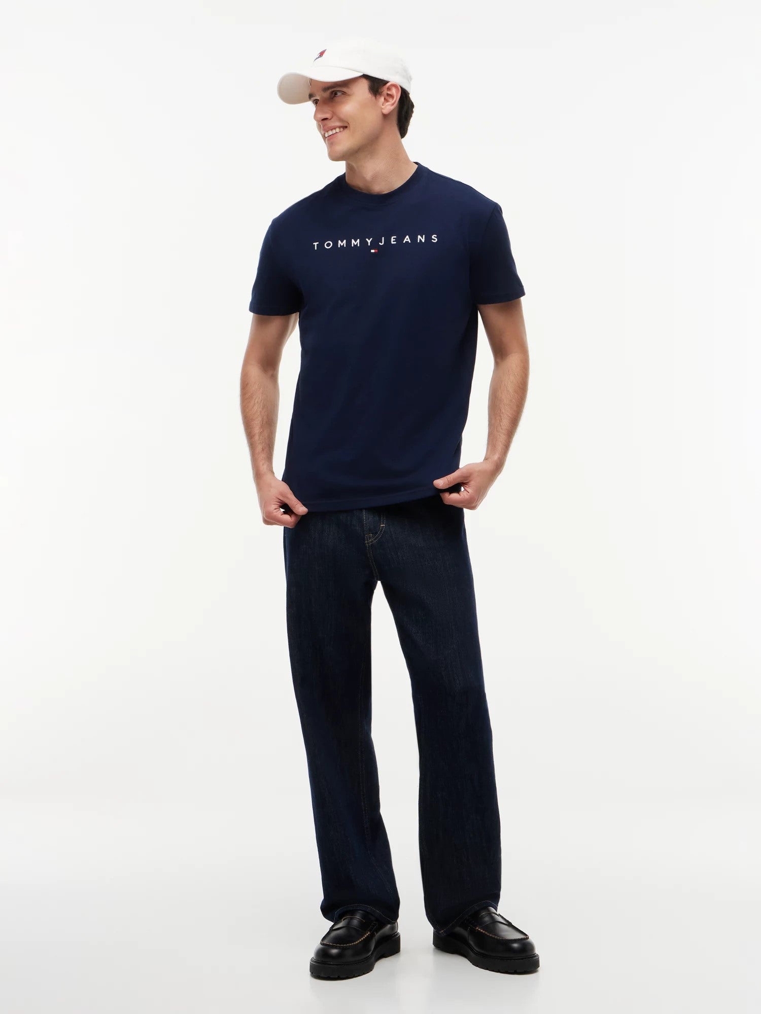 T-Shirt Regular Linear Logo - Dark Blue