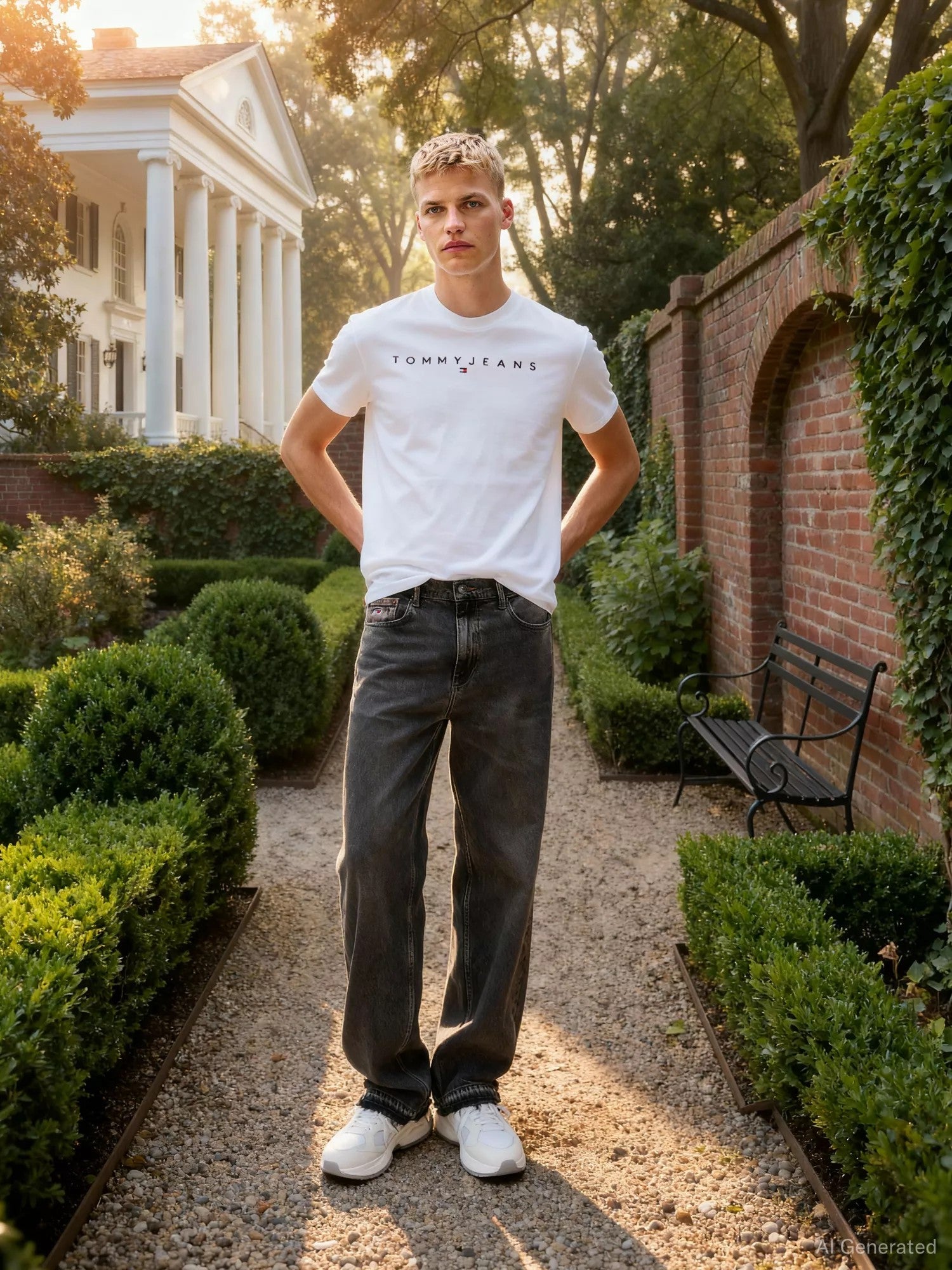 T-Shirt Regular Linear Logo - White