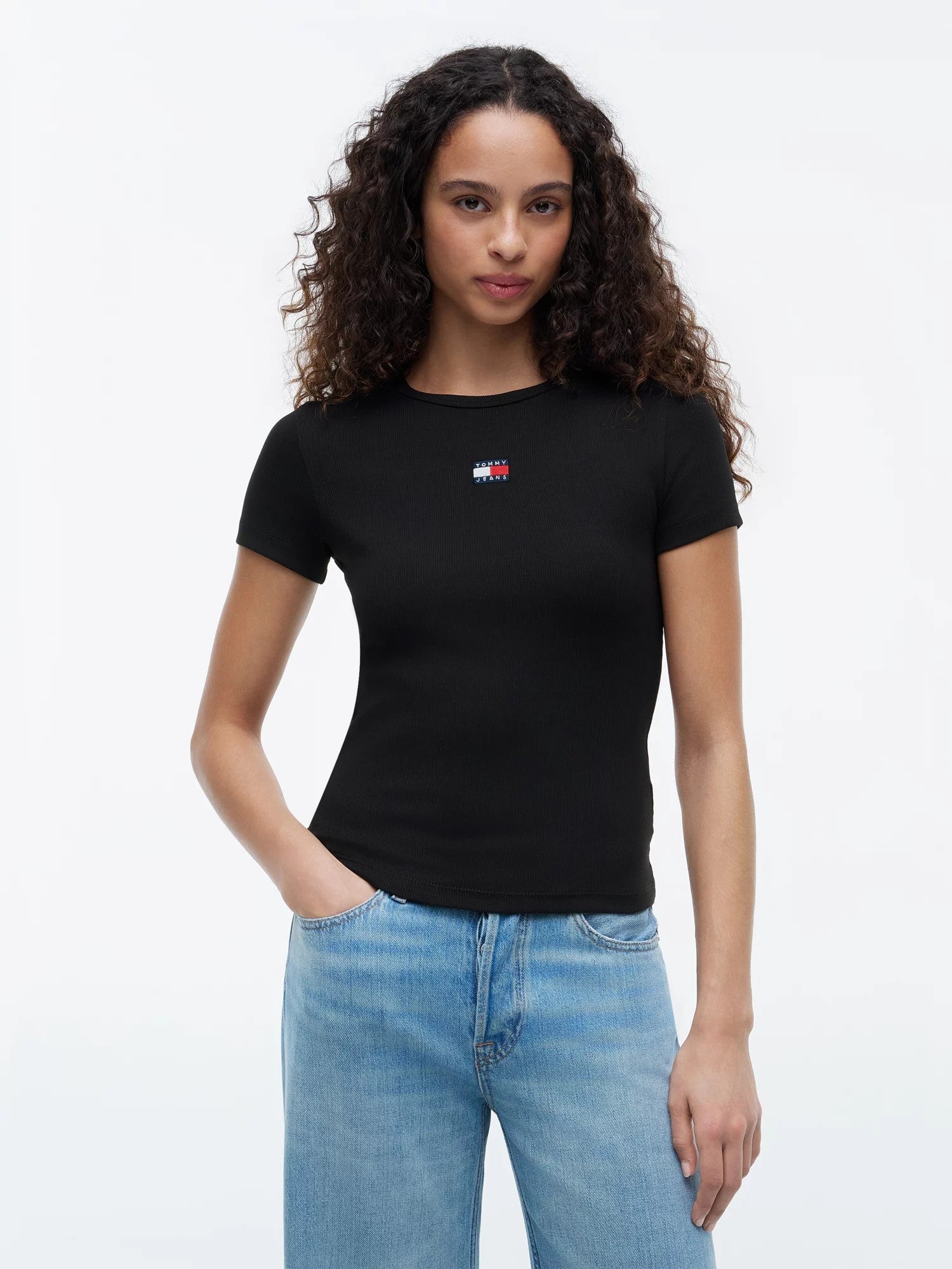 T-Shirt Slim Badge Rib - Black