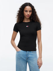T-Shirt Slim Badge Rib - Black