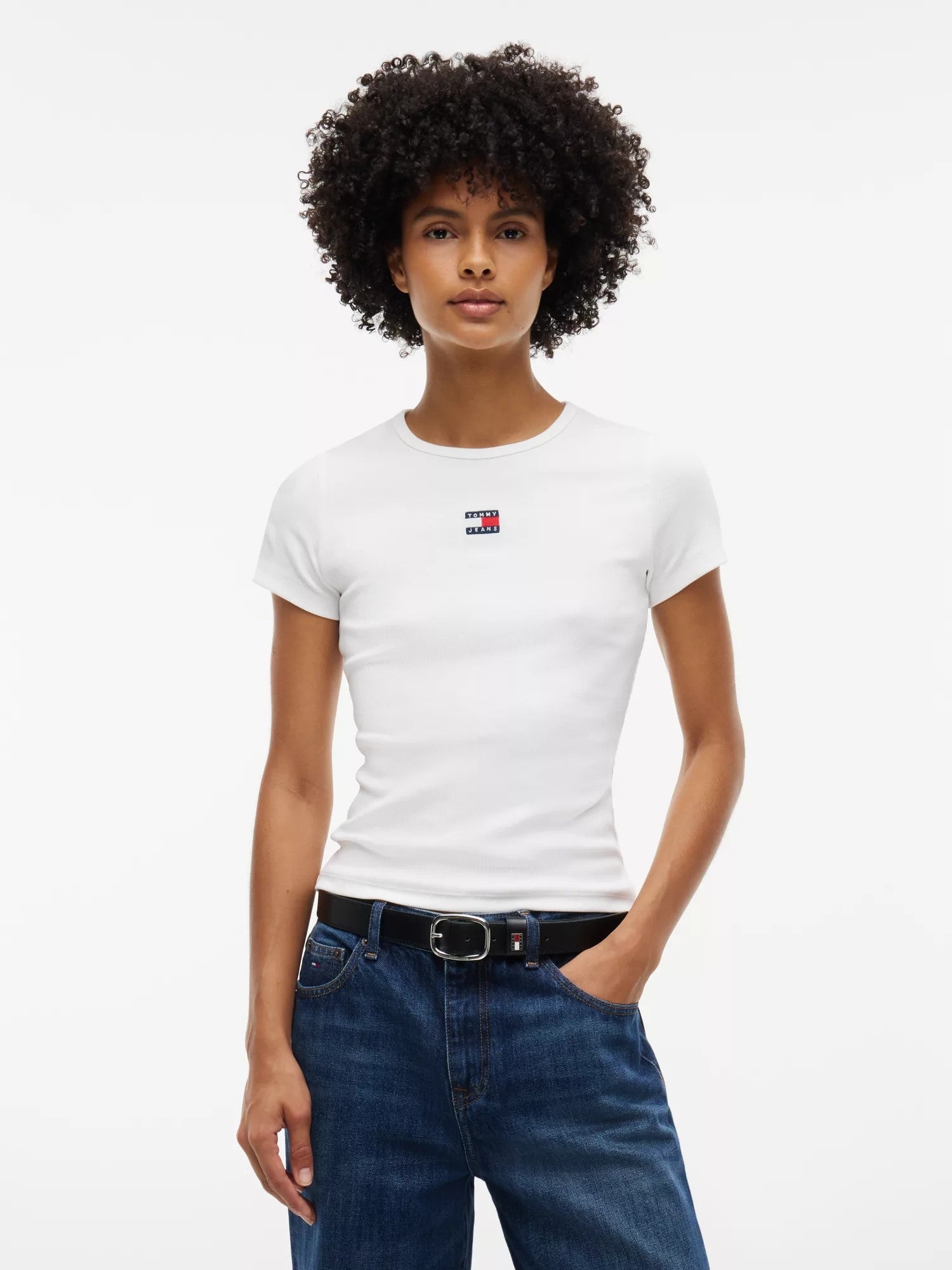 T-Shirt Slim Badge Rib - Ecru