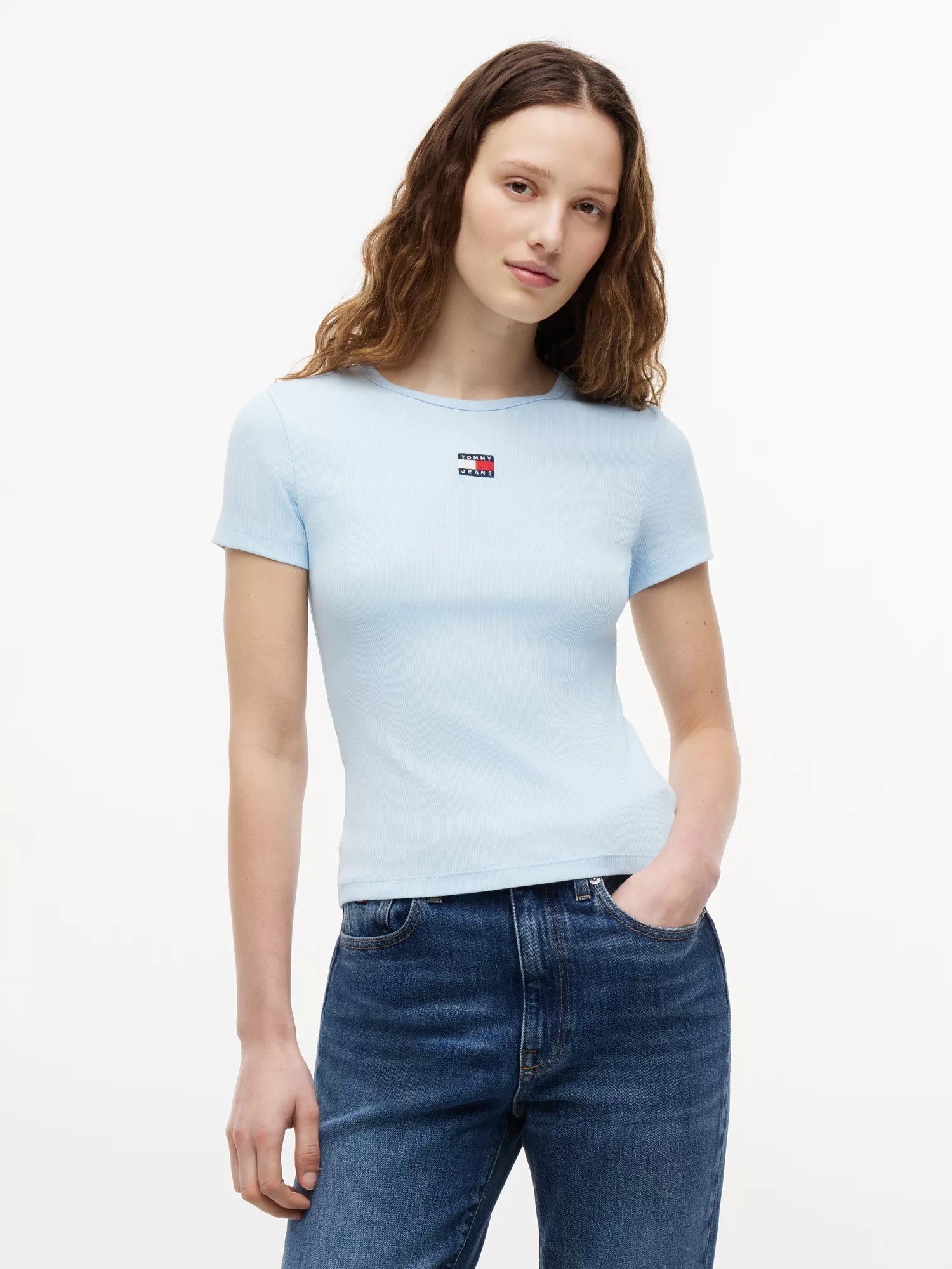 T-Shirt Slim Badge Rib - Kingly Blue
