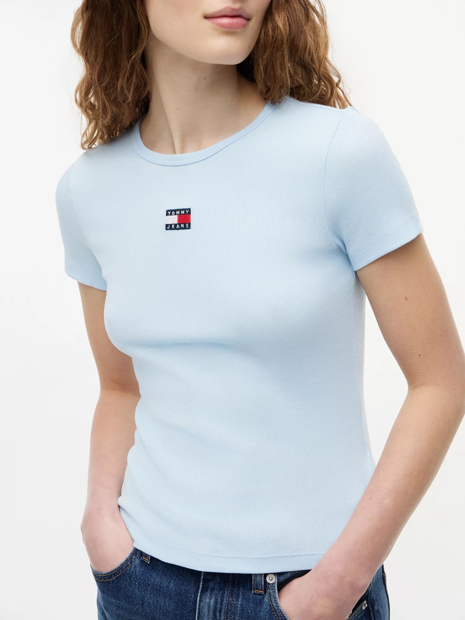 T-Shirt Slim Badge Rib - Kingly Blue