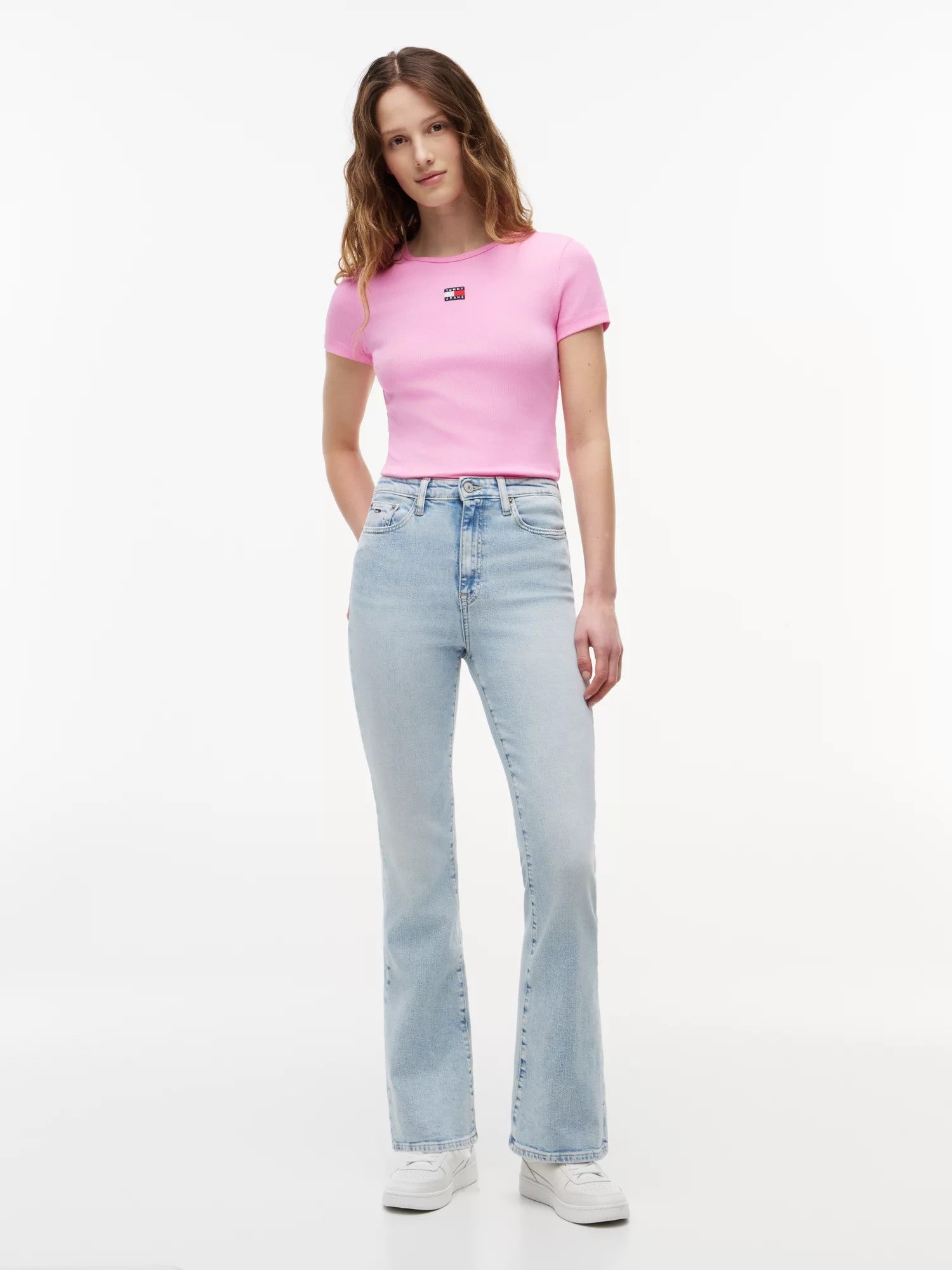 T-Shirt Slim Badge Rib - Pink Daisy
